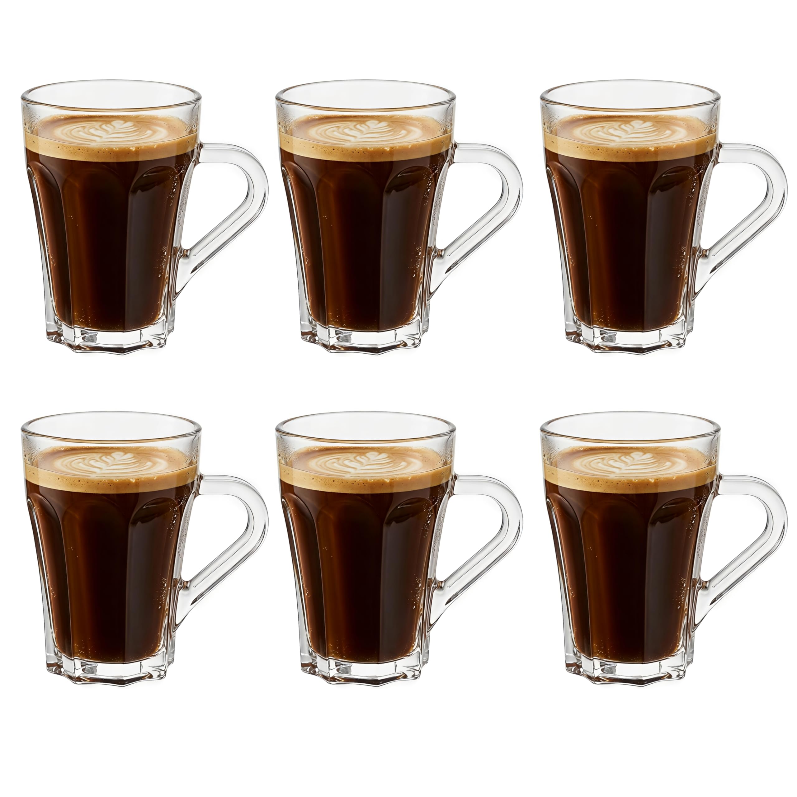 Glass Tea Cups Set of 6 - Elegant Drinkware -18