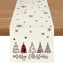 YCOLL Albero Fiocco di Neve Runner da Tavola Natalizia Decorazione per Tavolo da Pranzo Rosso Idrorepellente Moderno Natale per Sala da Pranzo Decorazione per Feste