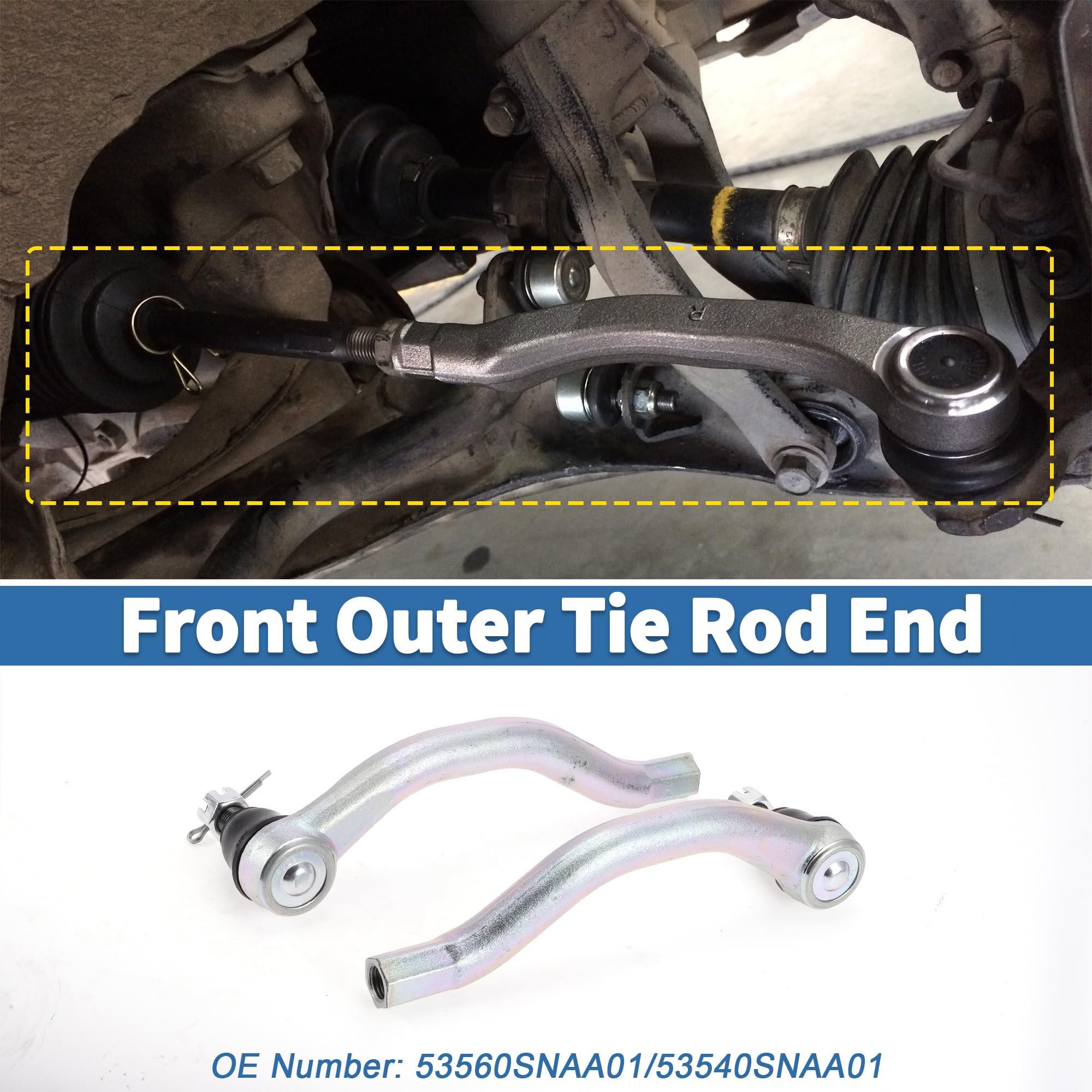 A ABSOPRO Kit De 2Pcs Extremos De Barra De Acoplamiento Externa Delantera Suspensión Dirección Para Honda Civic 2006-2011 Enlace De Arrastre No.53560Snaa01/53540Snaa01