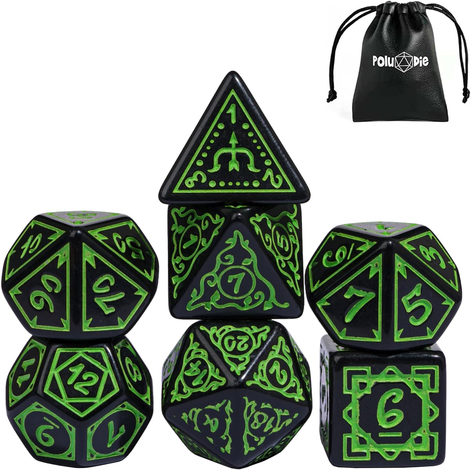 Poludie DND Dice Set D&D Polyhedral Dice (7 Pcs) Druid