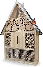 WILDLIFE FRIEND Insect Hotel with Metal Roof, Natural Wood Insect House for Bees, Ladybugs, Chrysopids, Butterflies