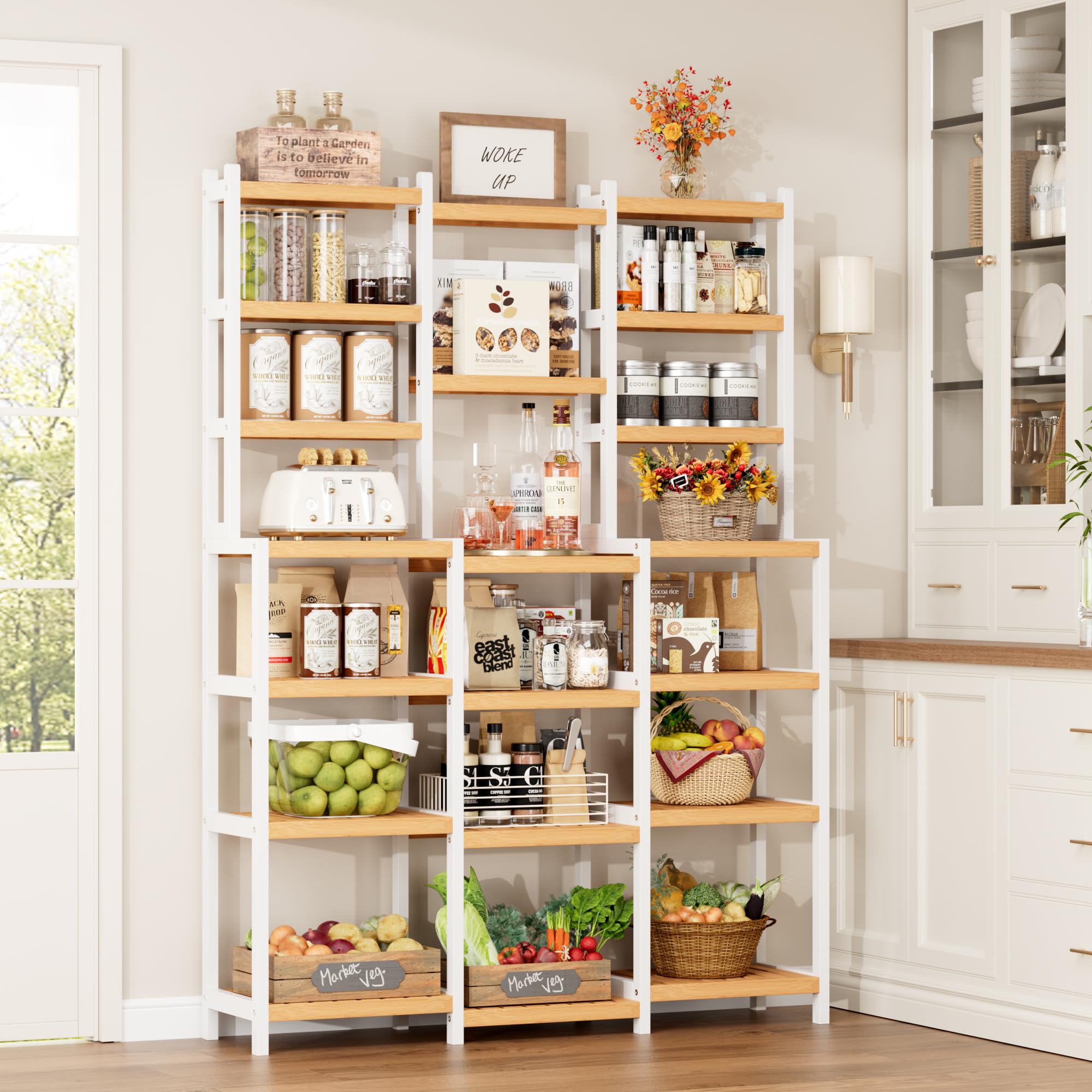 Amazon.com: FOTOSOK Bamboo Shelf, 7 Tier Plant Stand Indoor, 3 Row