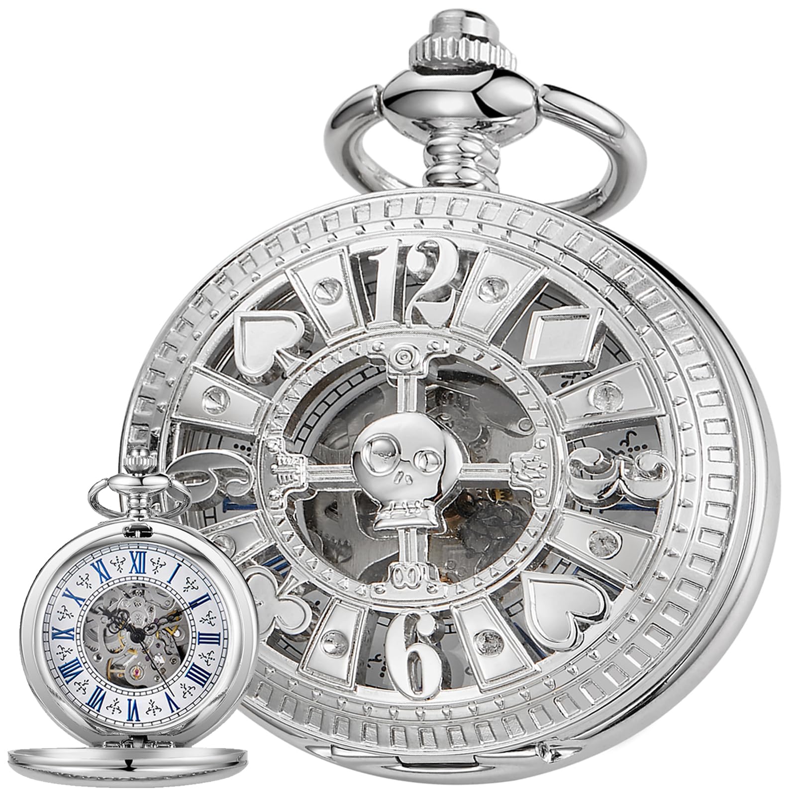 Rudder Design Mechanical Pocket Watch Hand Wind Roman Numerals Men Steampunk with Chain Box-image-33