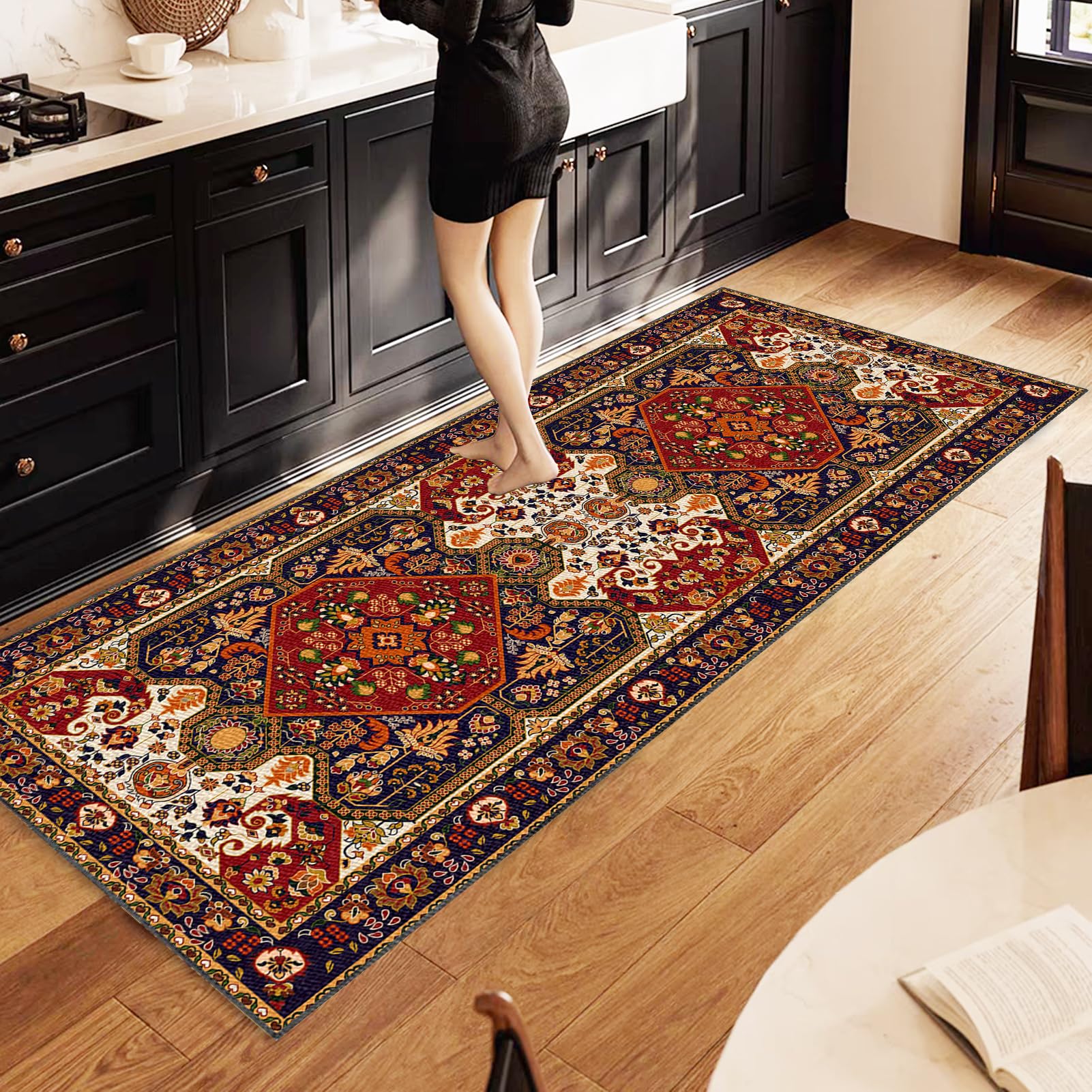 Tapis de Passage Long Tapis de Couloir Antidérapant 60 x 400 cm Tapis de Cuisine Lavable en Machine Tapis d Entree Interieur Tapis Salle de Bain Tapis Couloir Long Moderne pour Cuisine Salon Bureau