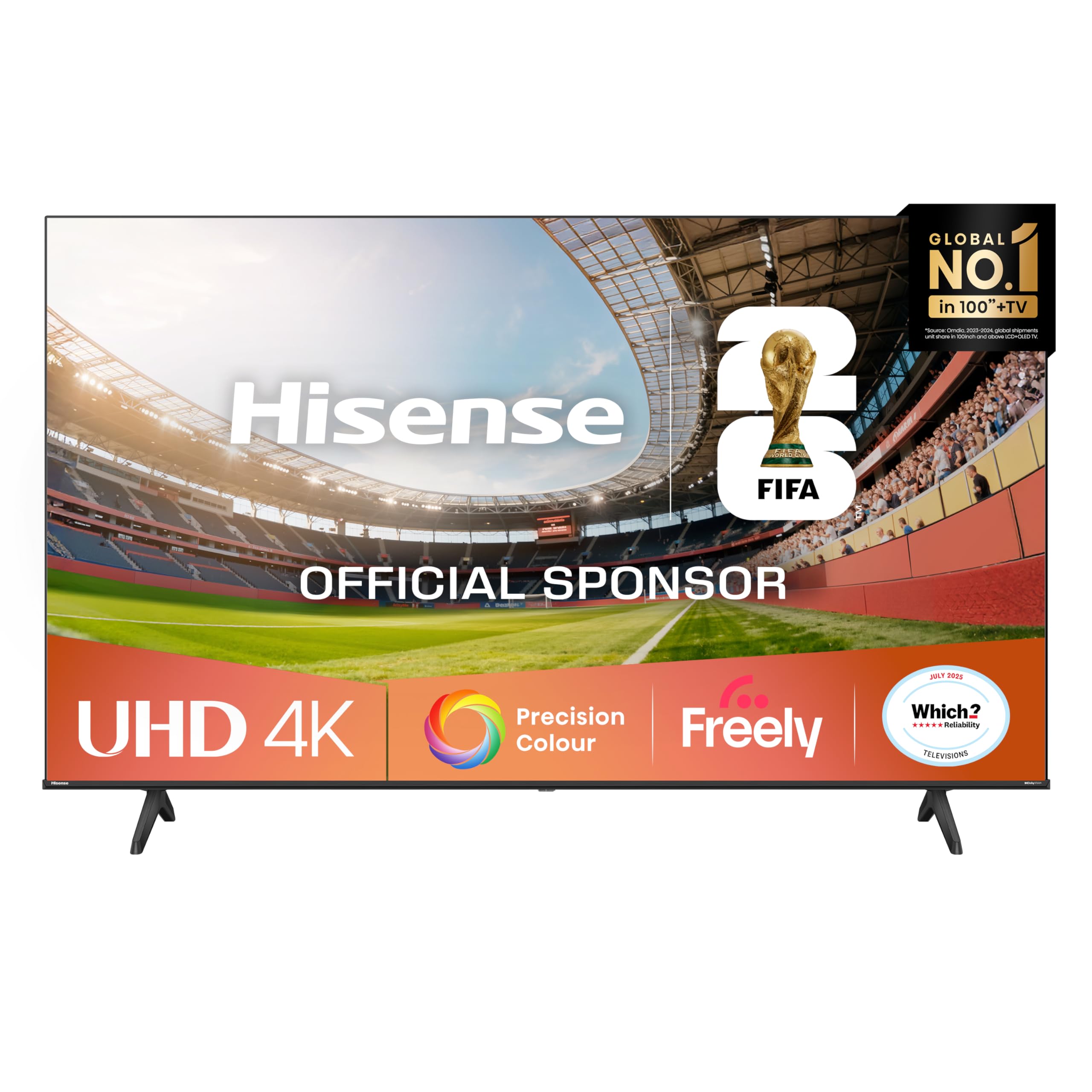 Hisense 43" 43E6QTUK 4K Ultra HD Smart TV AI TV - 4K UHD, Hi-View AI Engine, Precision Colour, AI Smooth Motion, Sports Mode with Freely, Disney +, YouTube, Netflix