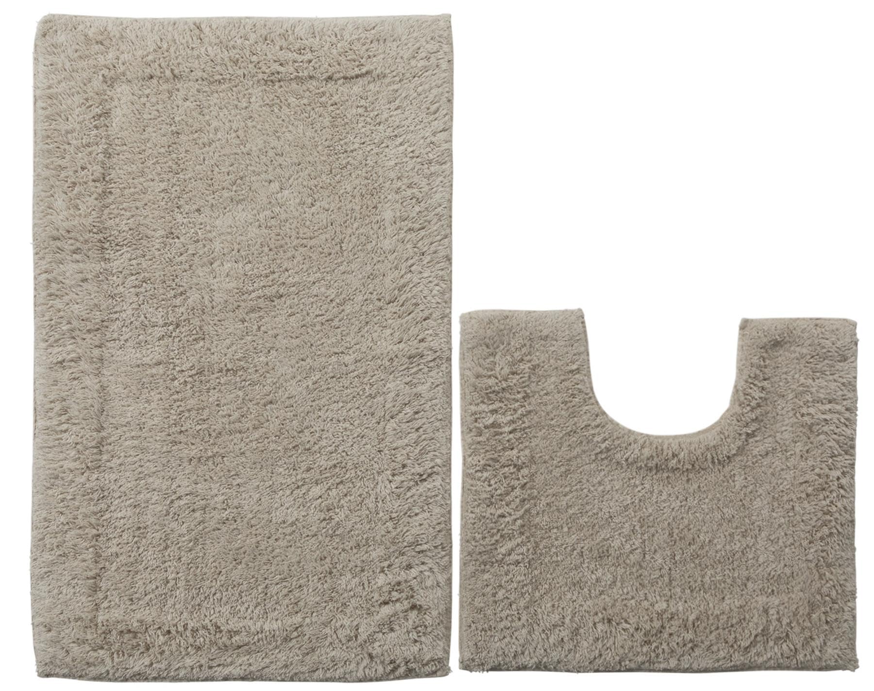 Adore Home 2 Piece 100% Cotton Bath Mat & Pedestal Set, Stone โ image 1