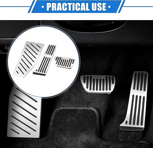 Miniatura 2 de Juego de 3 almohadillas para pedal de freno de acelerador de gas de automóvil, compatible con Toyota RAV4 2019-2021, aleación de aluminio