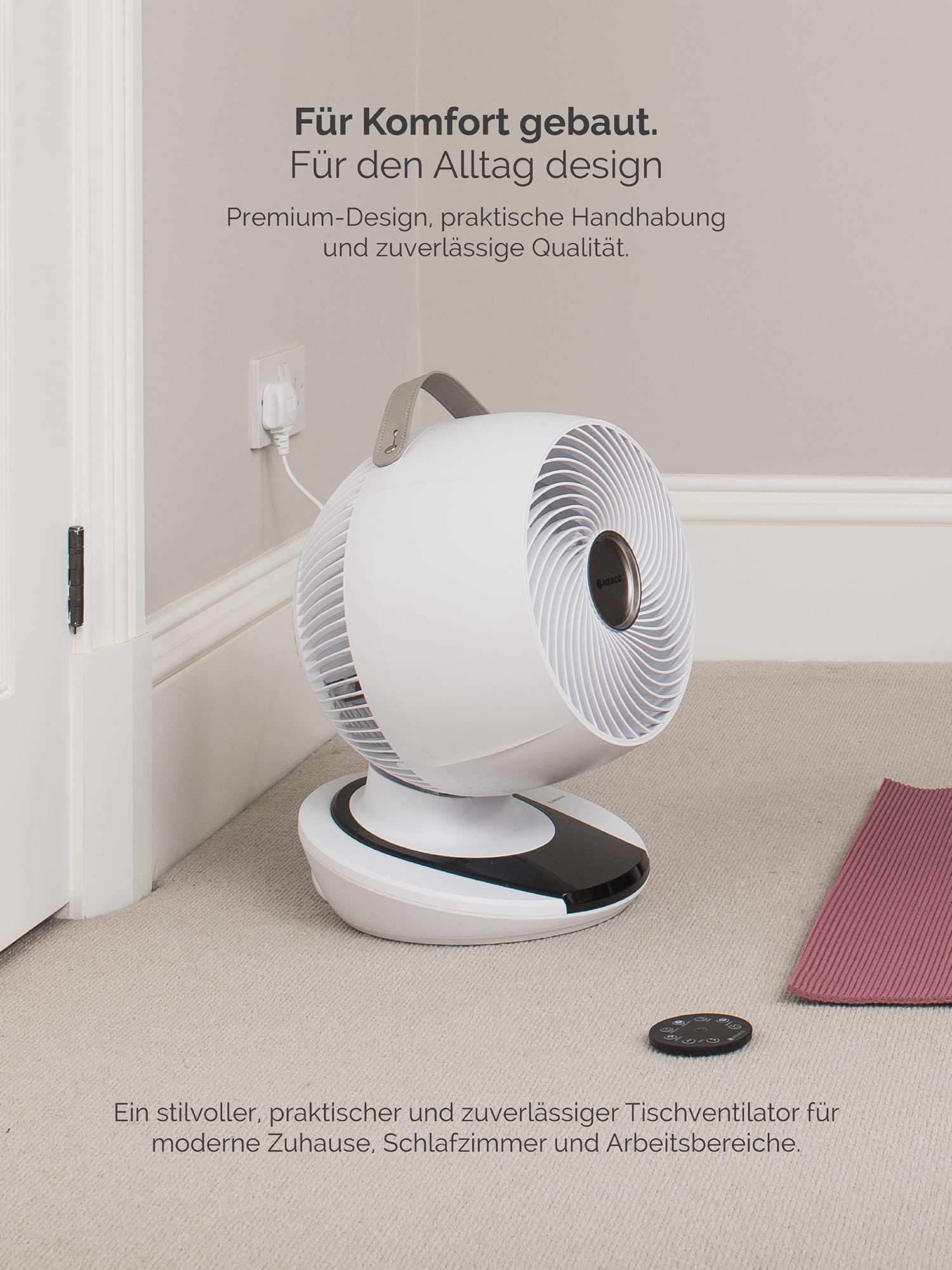 MEACO MeacoFan 1056 Ventilator inklusive Tasche – Leistungsstarker, energieeffizienter, energiesparender, leiser, kühlender Tischventilator fürs Schlafzimmer, Zuhause und Büro…