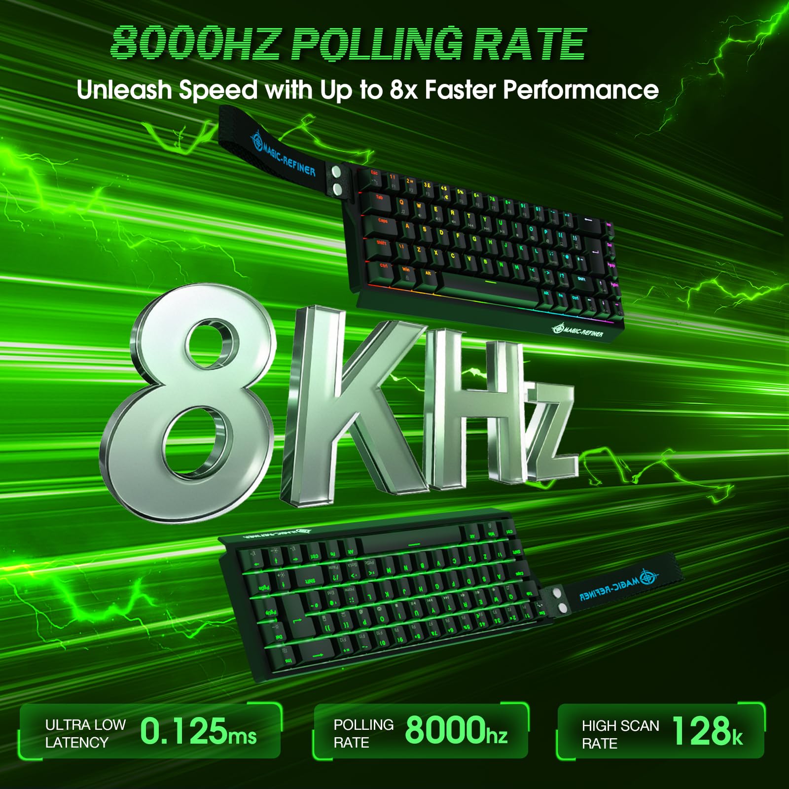 LexonElec Magic-Refiner X68 HE Teclado Mecánico 8000Hz Rapid Trigger, QWERTY Layout Compact 60%, Precisión RT de 0,04mm, Wired RGB Gaming Keyboard, Magnetic Switch, Activación Ajustable, Negro