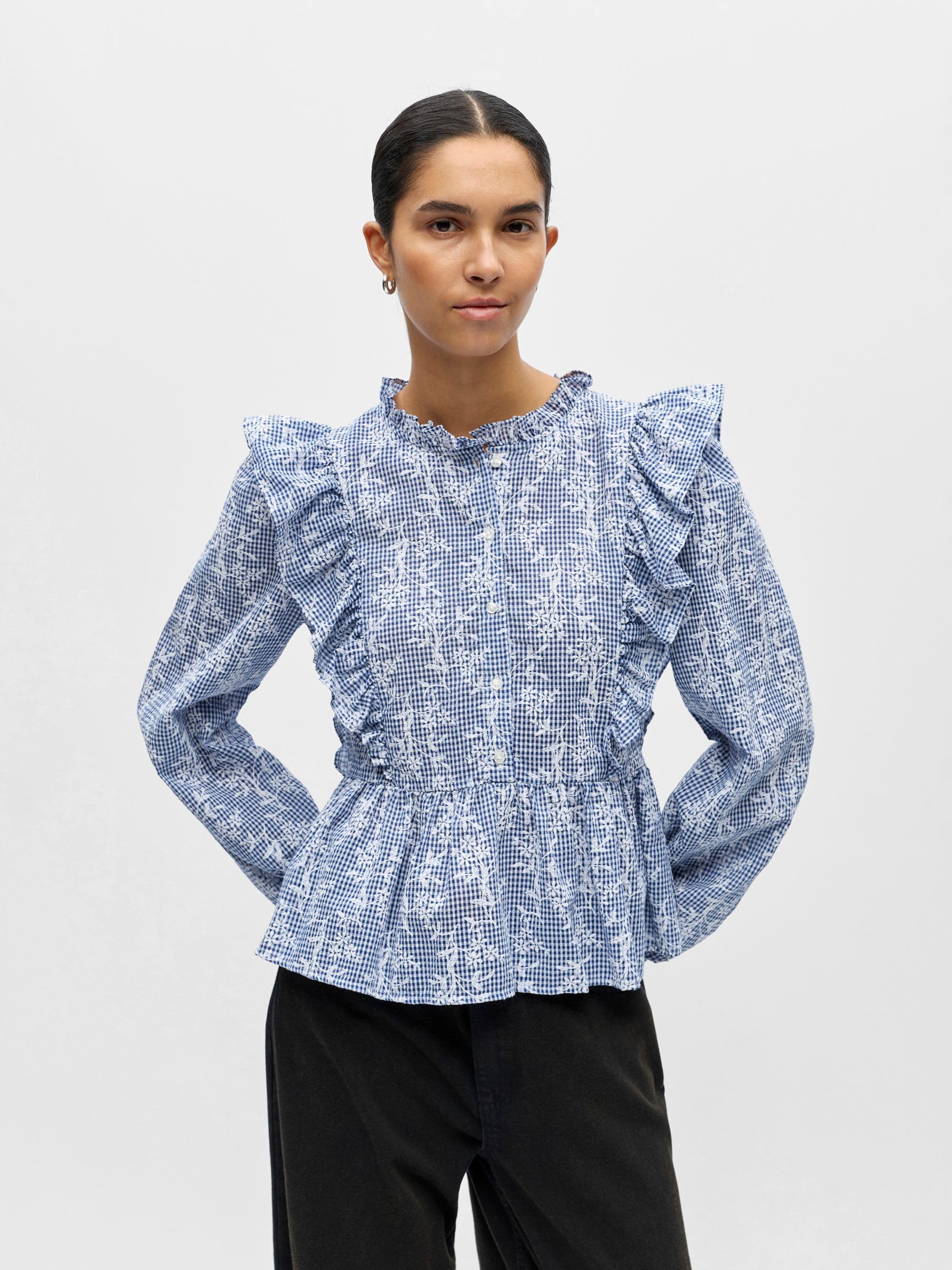 Object Objciara L/S Re Frill Top 143 Objciara L/S Re Frill Top 143 Donna (Pacco da 1)