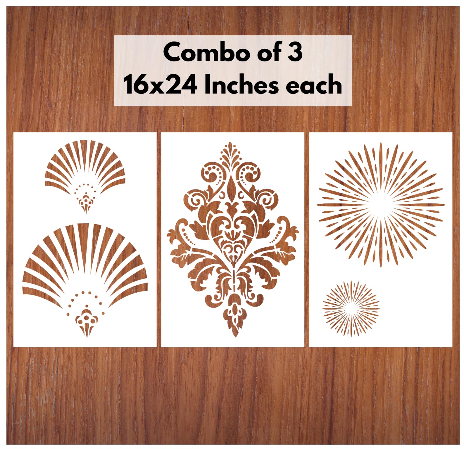 Stencart Stencil for Wall Painting Home Reusable Wall Stencil Designs Combo 3 of Light Burst, Damask Design Jodhpur, Fireworks (16 x 24 inch) (B0DCCCJGMZ) Amazon Price History, Amazon Price Tracker