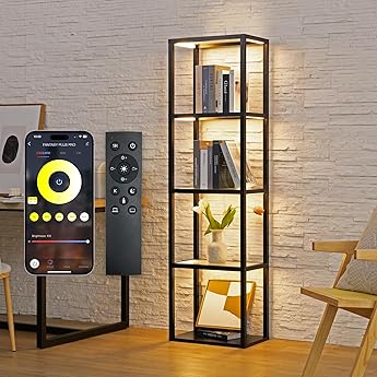 Glass Display Cabinet with LED Lights — 4-Shelf Lockable Tempered Glass Showcase, 65 x 32 x 14.3 Inches — Adjustable Multi-Color Lighting for Modern Home & Commercial Use, Black