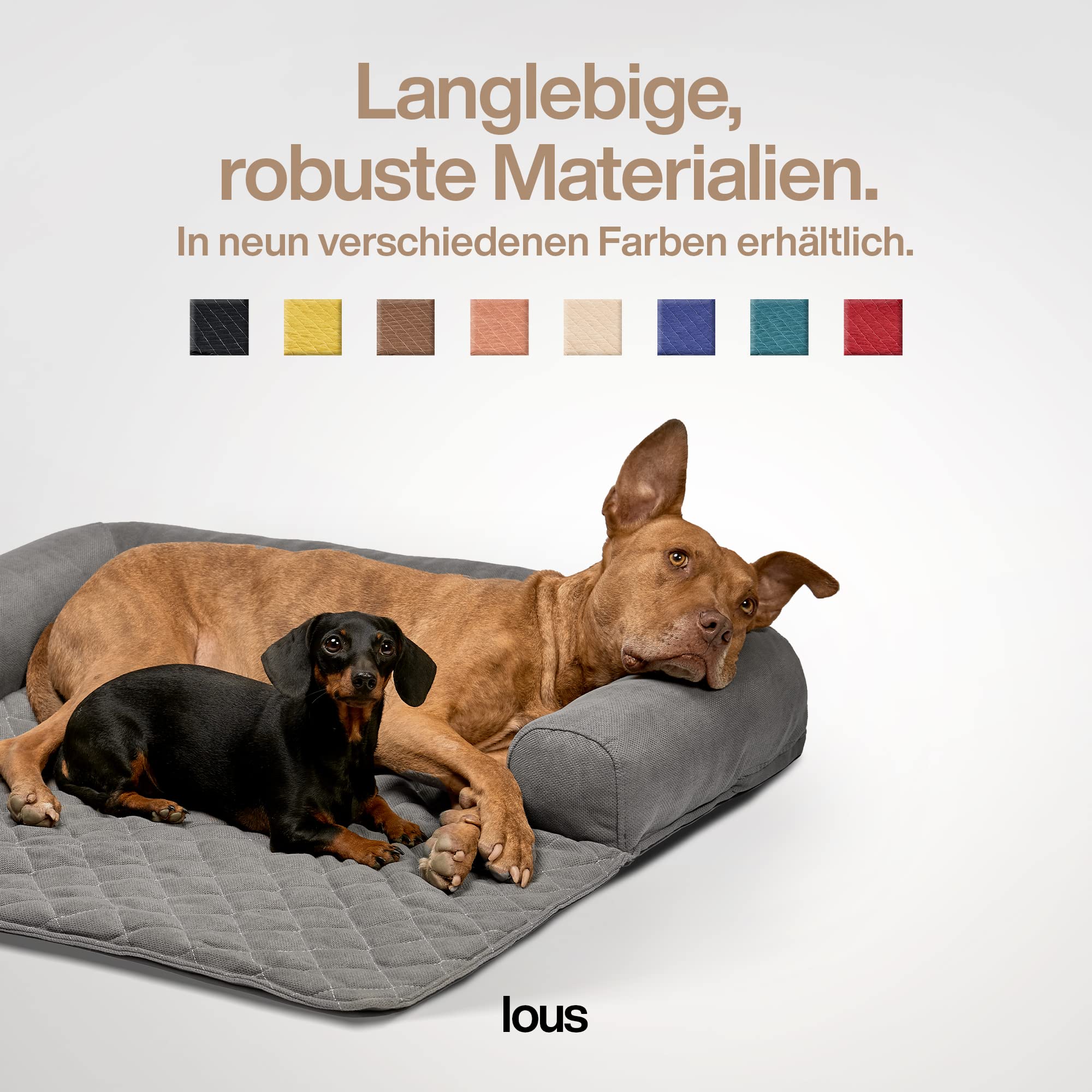 Lous Sofaschutz Hund – Hundedecke Sofa Hundebett Couch – Handgefertigte Hundematte mit Rand – Waschbar bis 90 Grad und besonders kuschlig – Größe: L ca. 90x90x13cm (Schwarz)
