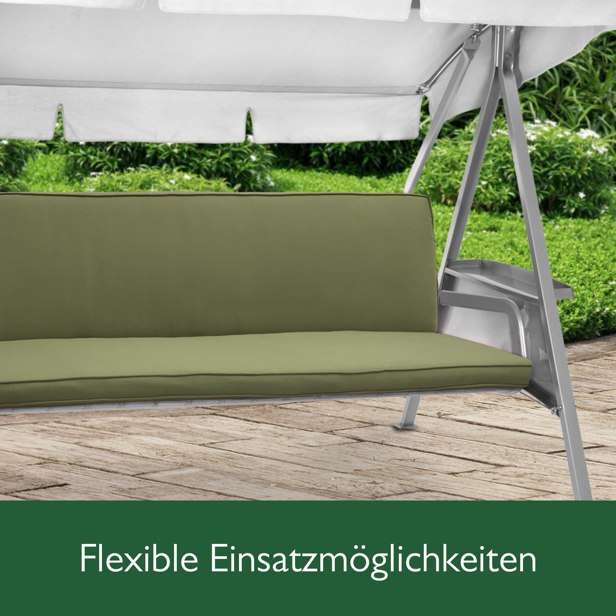 Beautissu Hollywoodschaukel 3 Sitzer Polsterauflagen 2er Set Sitzkissen & Rückenkissen 180x50cm – Waschbare Outdoor Auflage für Hollywoodschaukel Sitzpolster Olivgrün mit Reißverschluss – Loft HS