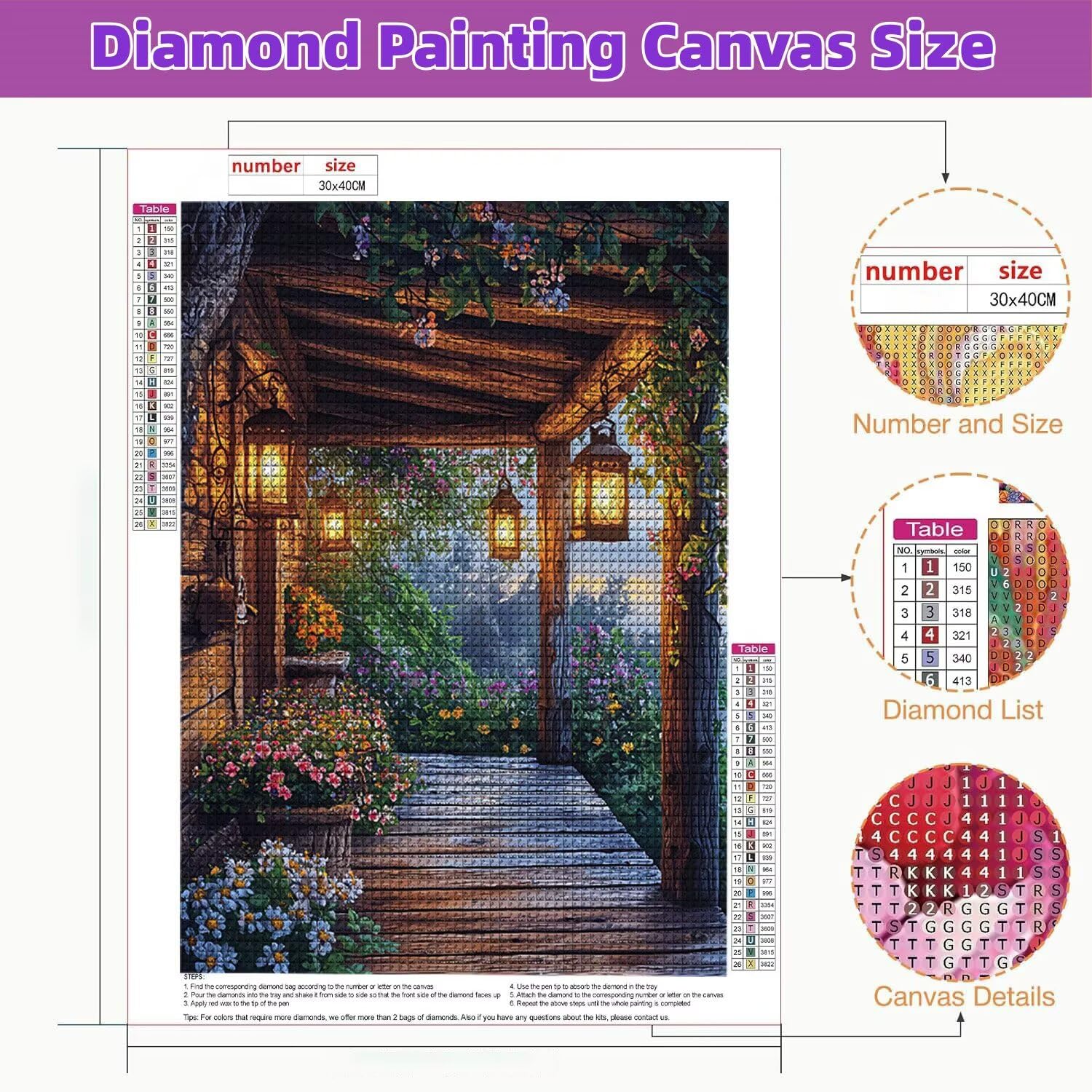 Diamond Painting Kit Completo Vista giardino Pittura Diamante 70x90cm S-834 | Diamond Painting, Pittura Diamante per Adulti e Bambini, Kit DIY Punto Croce per Decorazione Murale la casa - Regalo