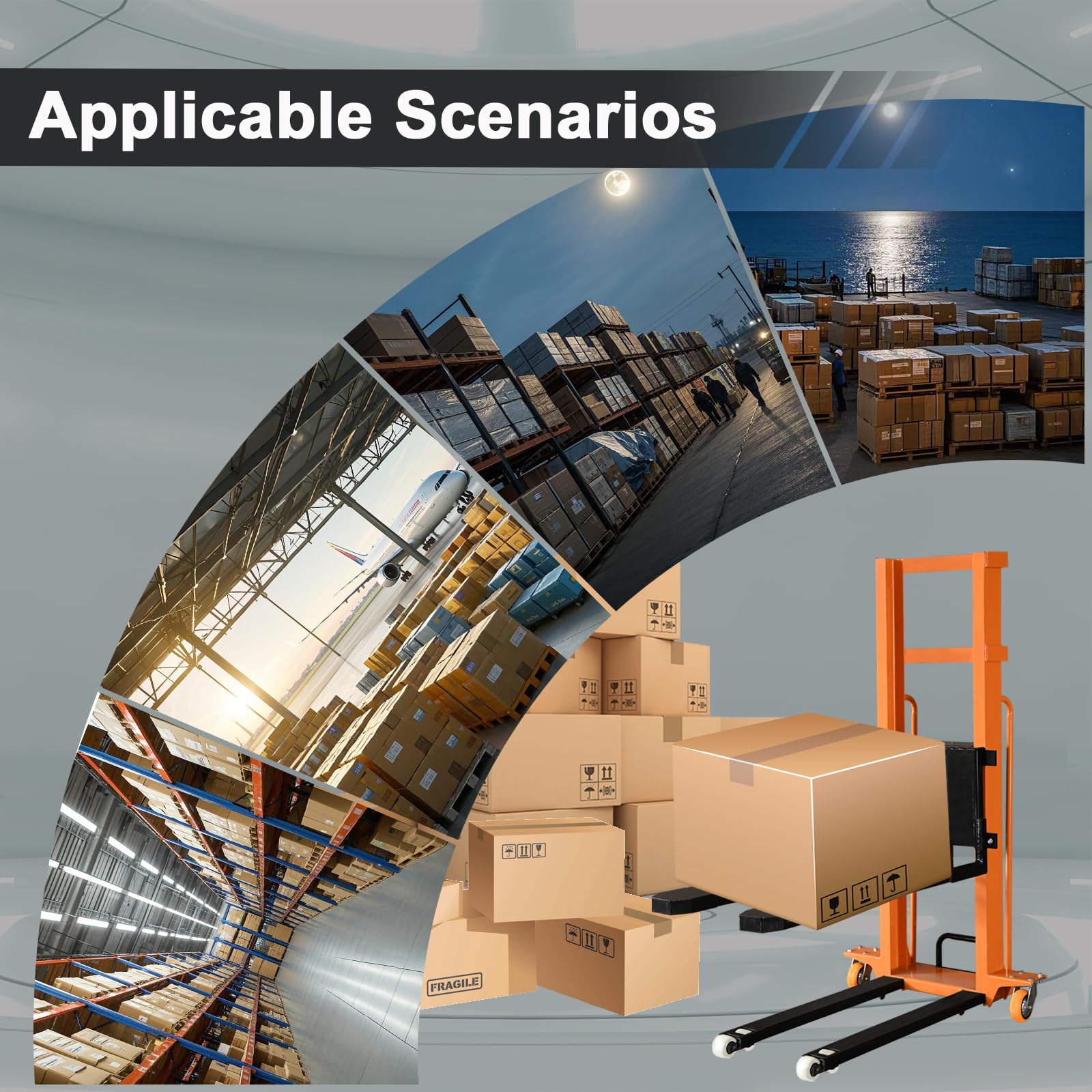 Apilador eléctrico de paletas, carretilla elevadora eléctrica capaz de abordar camiones, elevación de palés de 1200 libras de capacidad de elevación de 590 cm de altura de elevación de material con