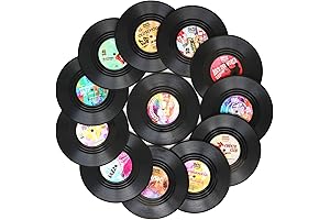 Funny Coasters for Drinks with Mini Vinyl Records Designs