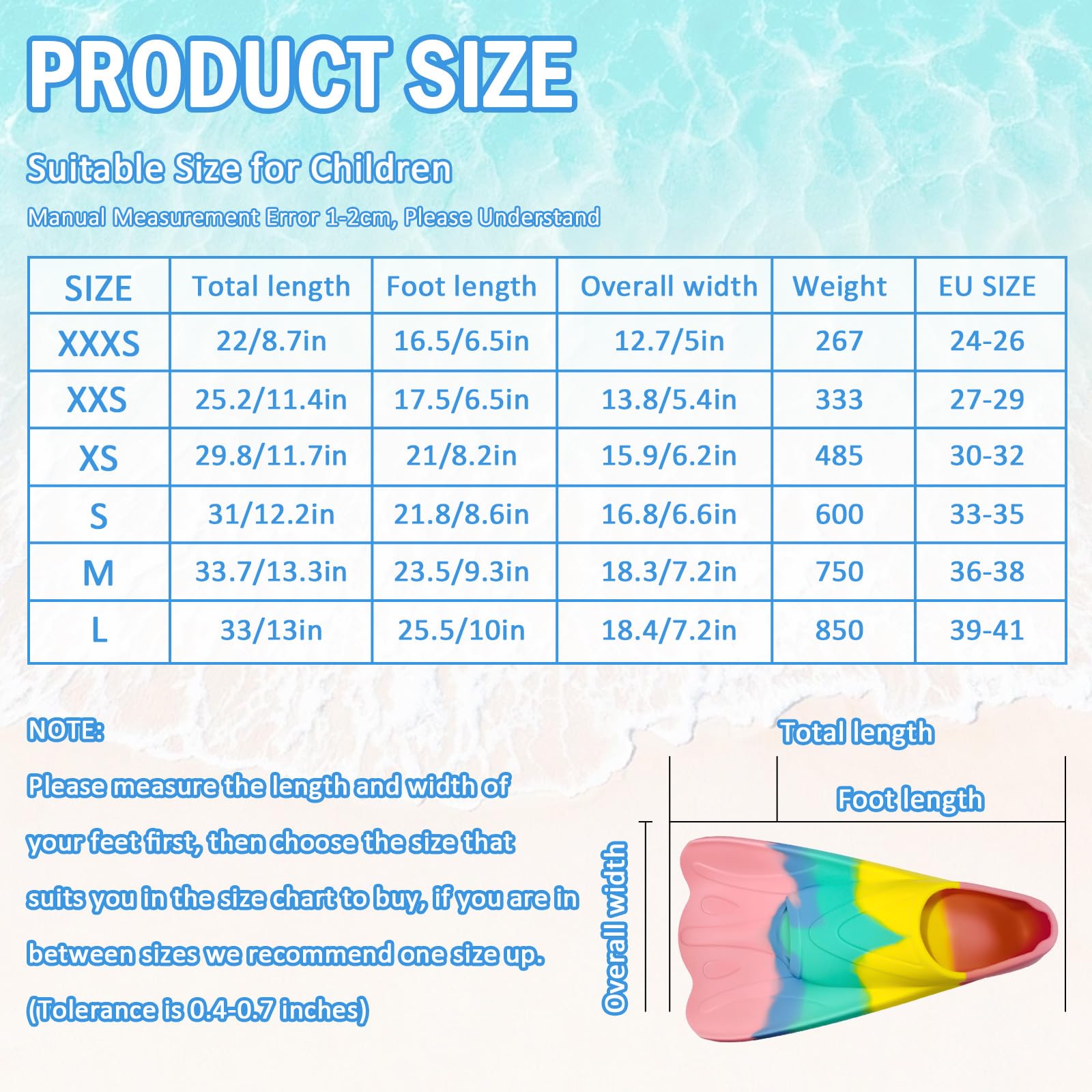Pinne da nuoto, pinne corte per bambini, 100% silicone, per bambini e adulti, allenamento in acqua aperta, snorkeling