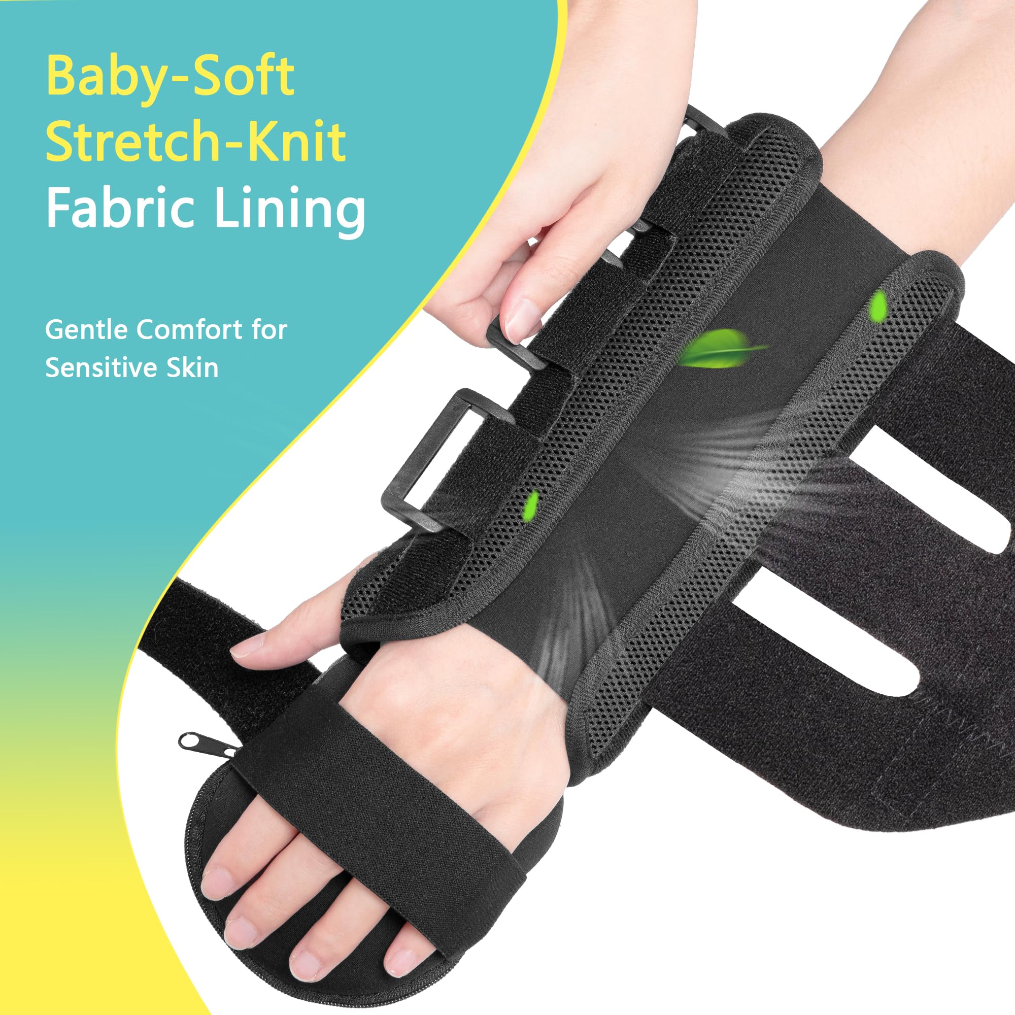fibee Stecca per mano a riposo, cura post-ictus, comfort del tunnel carpale, immobilizzatore mano, mano destra, nero, L