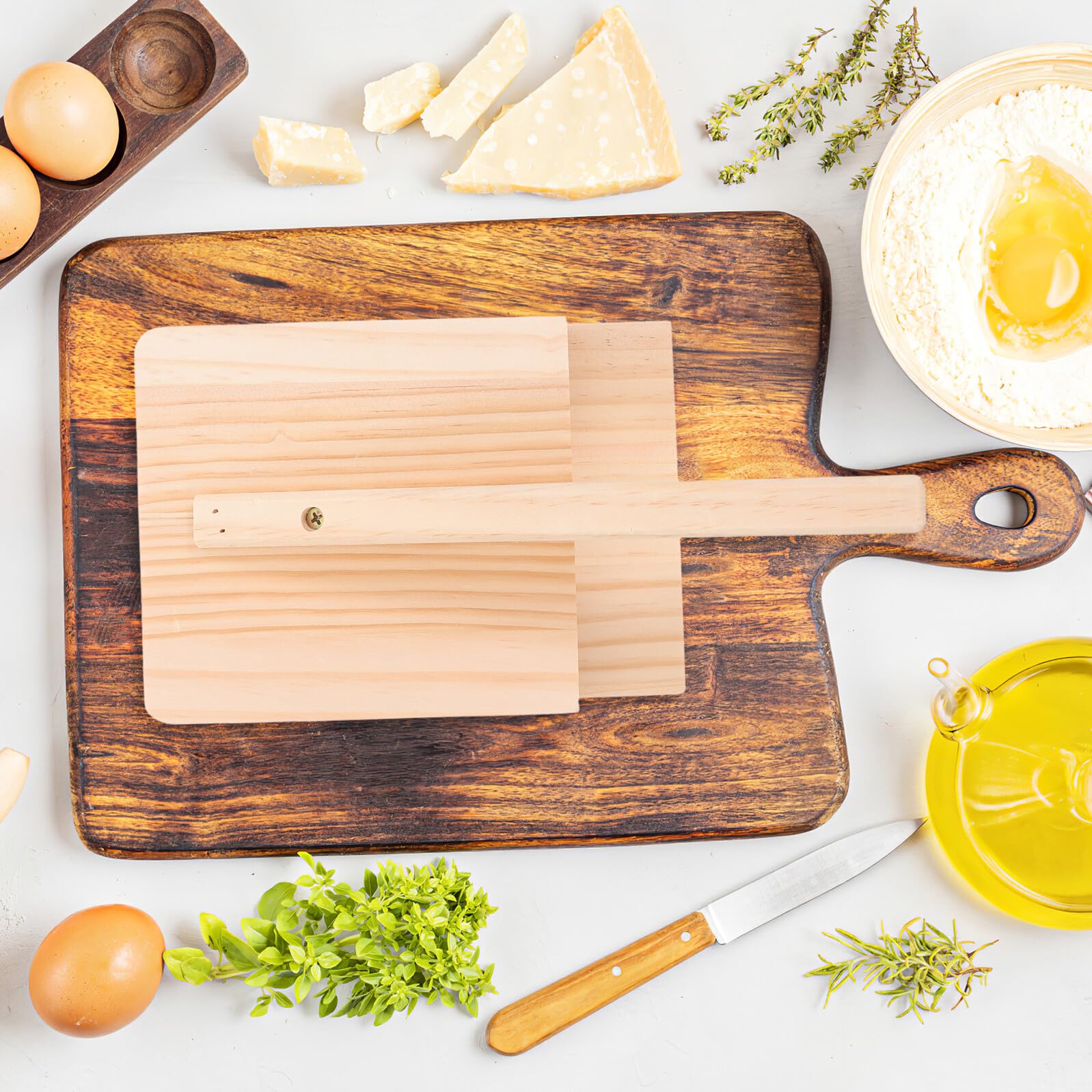 Uonlytech Pressa per Gnocchi in Legno Stampo per Impasto Utensile per Pressare Ravioli Strumento da Cucina per Preparazione Involucro Gnocchi Attrezzatura per Cottura Domestica