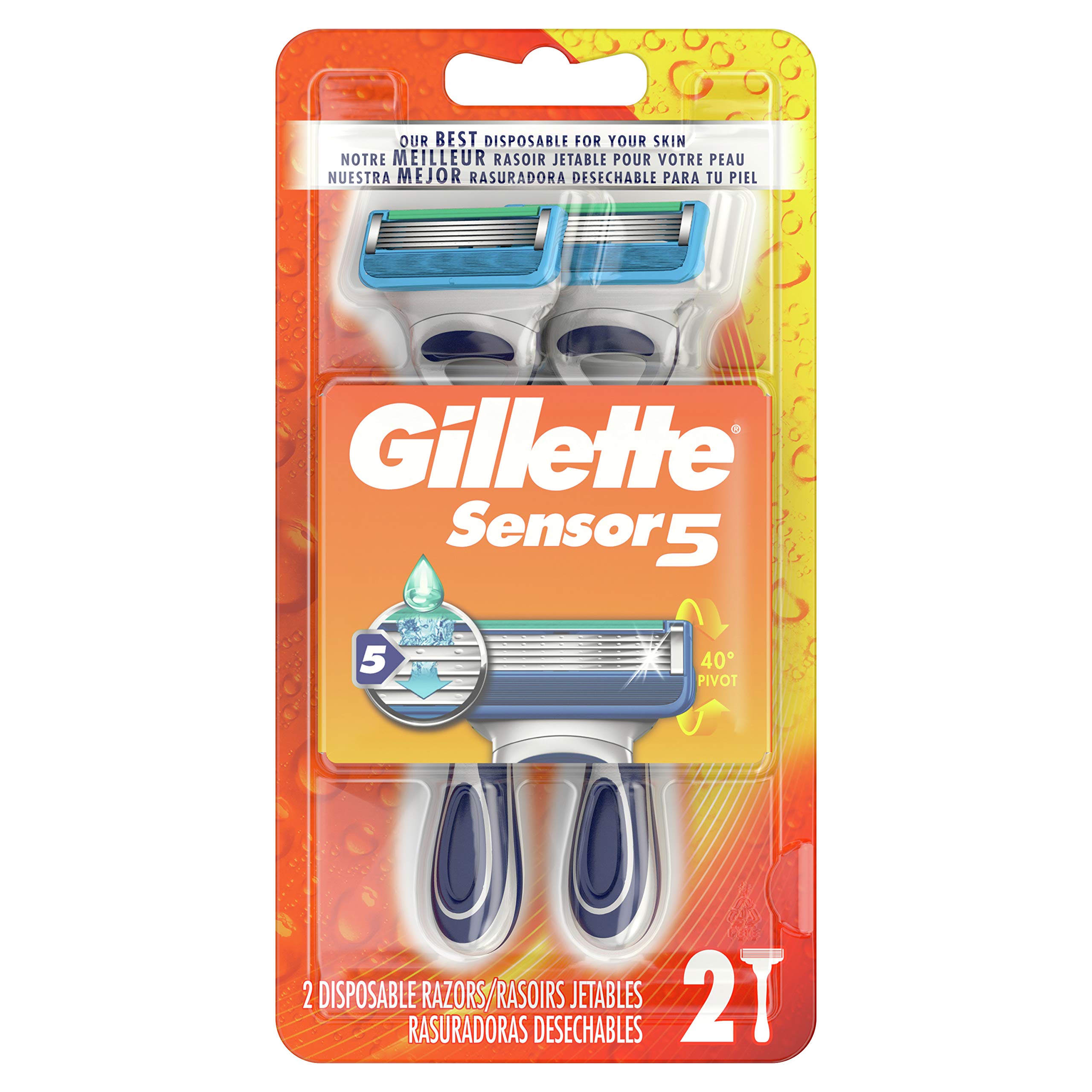 Sensor5 Men's Disposable Razors, 2 Count