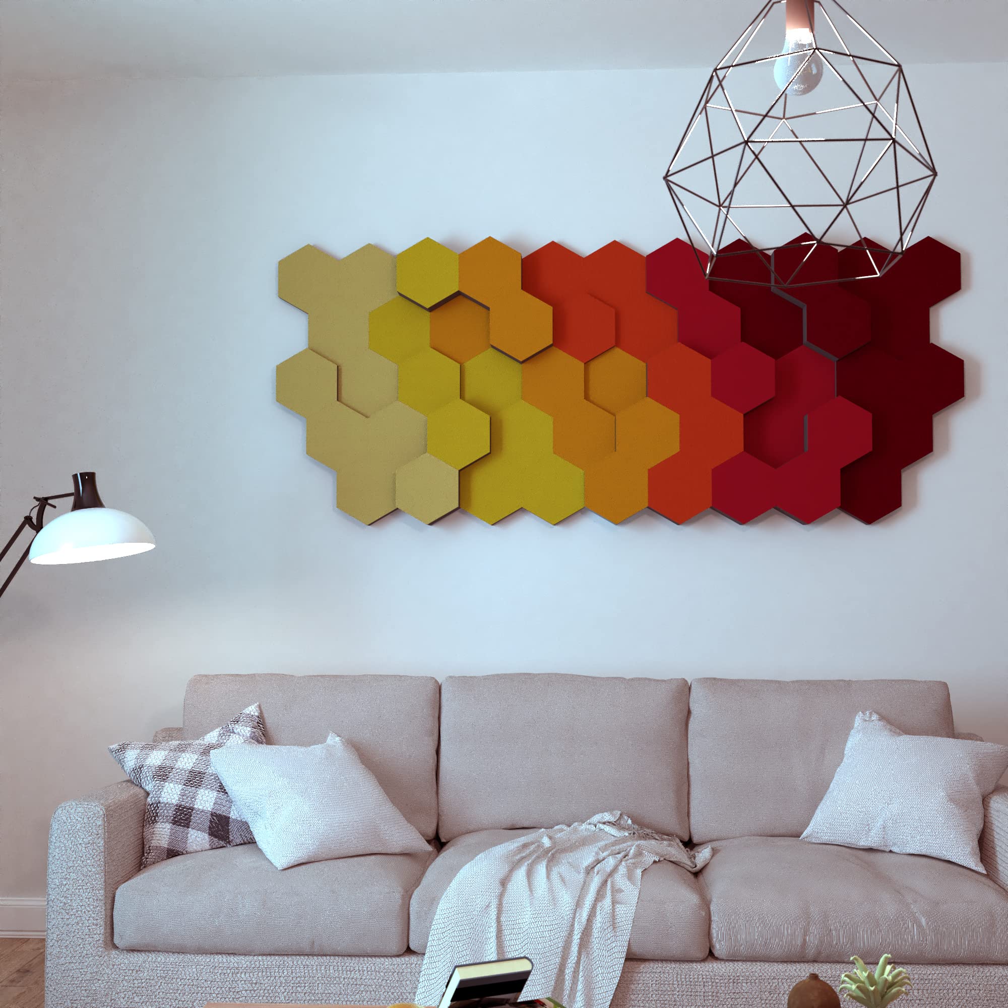 PolySound Schalldämmung Akustik Schaumstoff Absorber selbstklebend [Update: bis zu 5mal neu positionieren/umkleben] ECO Hexagon Wall-Set Ø200mm Meltdown made in Germany