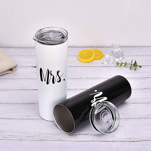 Miniatura 8 de Qtencas Mr and Mrs - Juego de vasos aislados de acero inoxidable, 20 onzas, regalos de boda para parejas