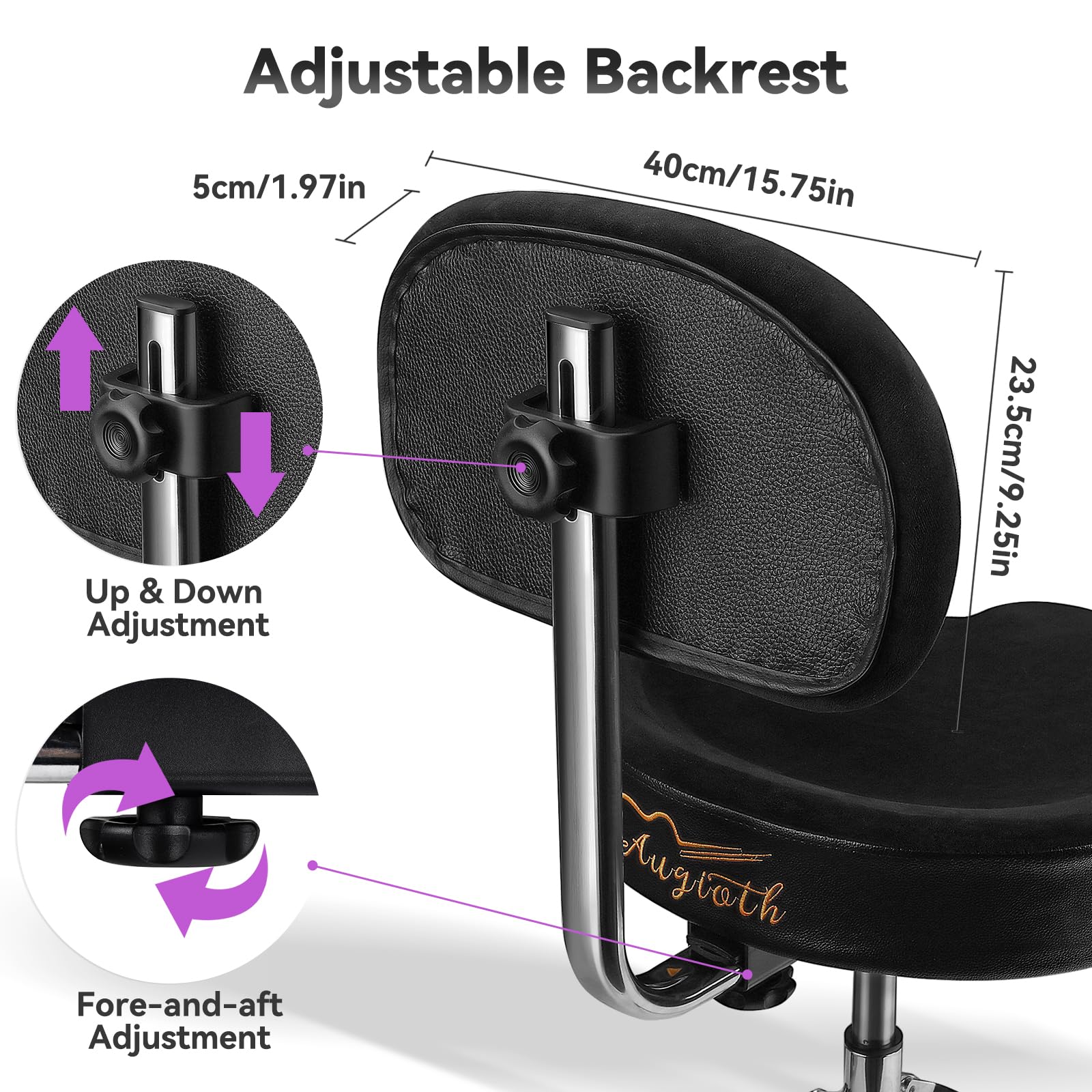 Drum Throne con schienale imbottito sedia per tamburo idraulico regolabile in altezza sgabello per batteria con bassi stabili Comodo sedile per batteria in memory foam per batteristi adulti