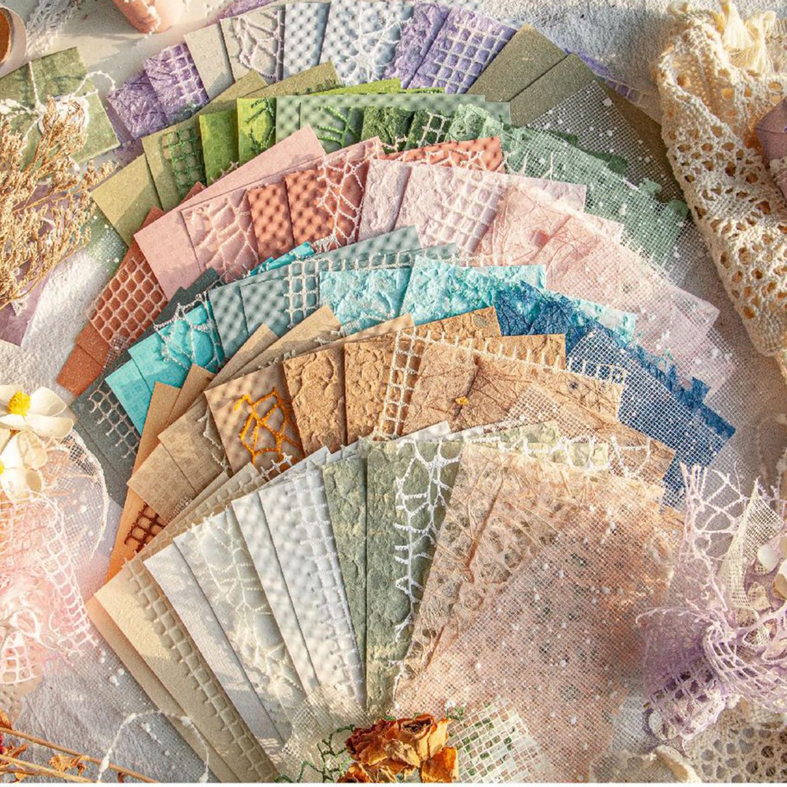 Scrapbooking Papier 96 Stück Bunt Musterpapier, 6 Farben Strukturiertes Papier für DIY Handwerk, Bullet Junk und Collage - Handgeschöpftes Deko