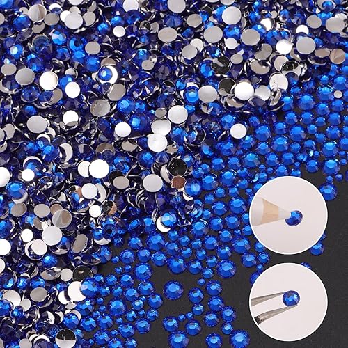 Miniatura 3 de 10000 diamantes de imitación con parte trasera plana para manualidades, diamantes de imitación de cristales azules de 0.079 a 0.198 pulgadas, gemas