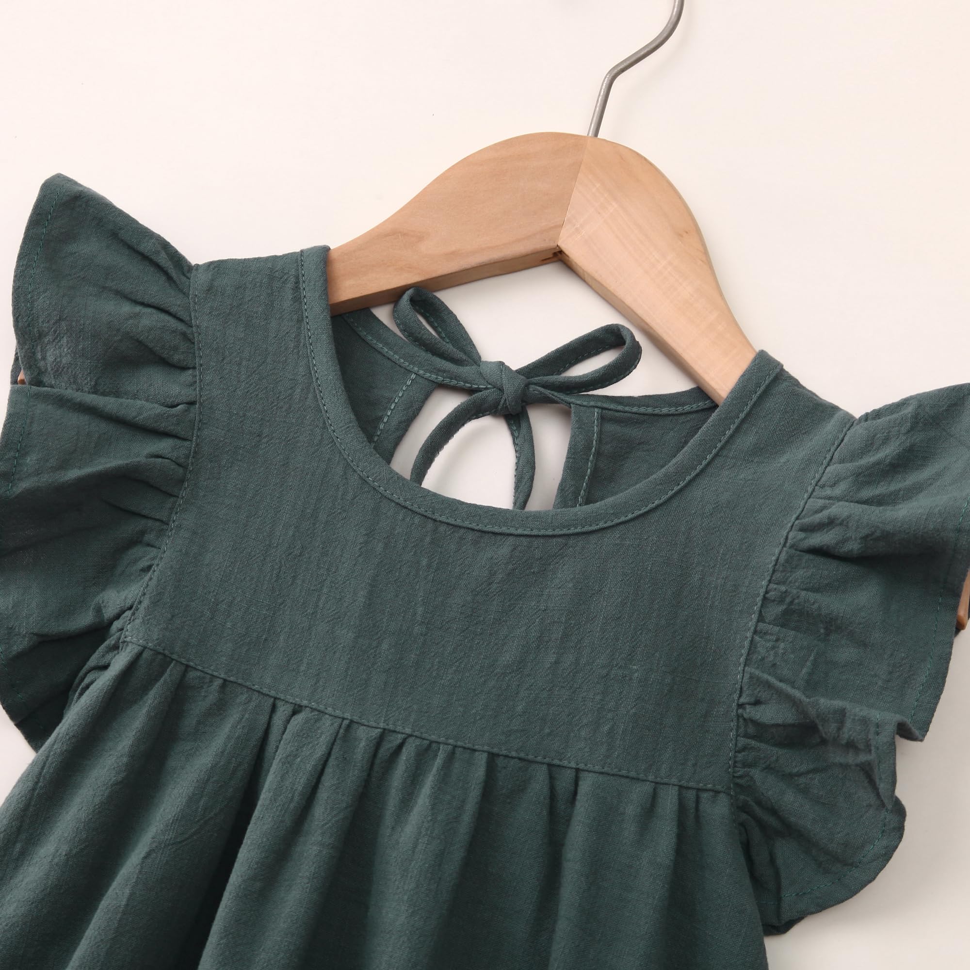 Vestido de verano para niña, de algodón y lino, con volantes, sin mangas, casual, playa, fiesta, 1-6 años