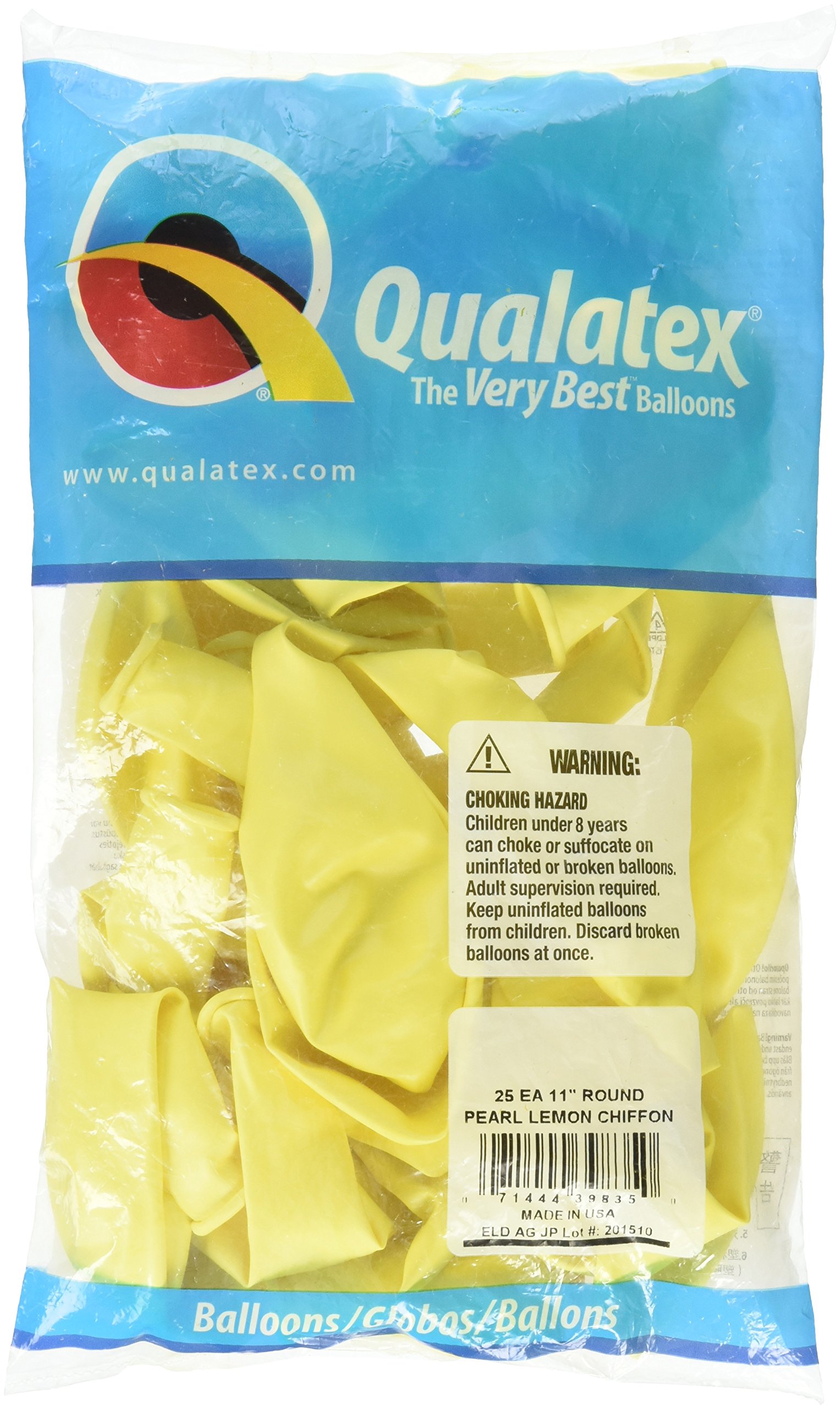 Pioneer Balloon Company 25 Count Latex Balloon, 11", Pearl Lemon Chiffon