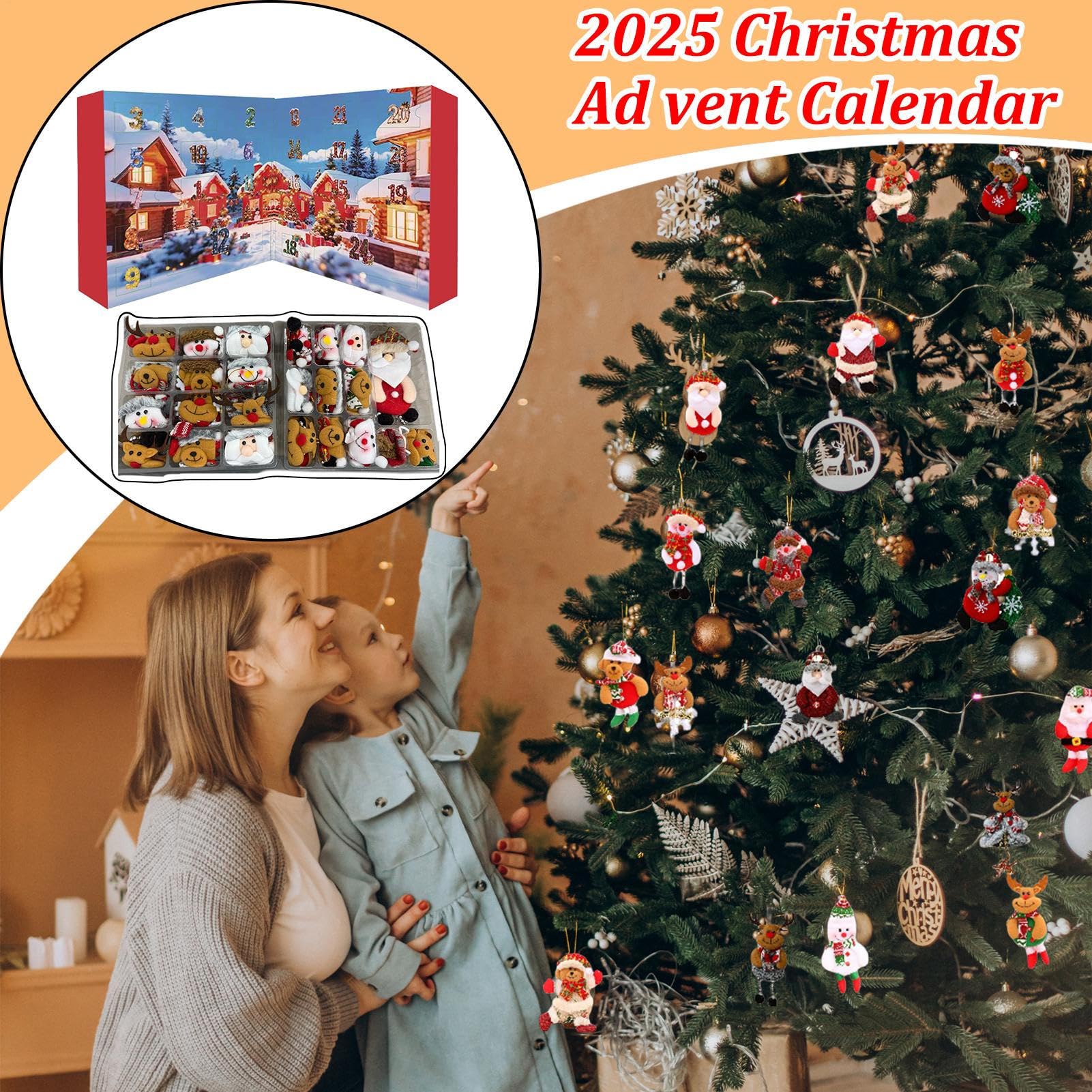 Calendario De Adviento Para Decoración Del Árbol De Navidad 24 Días de | De Peluche Para Decoración para Casa Familia Interior Pared Repisa de Chimenea Salón