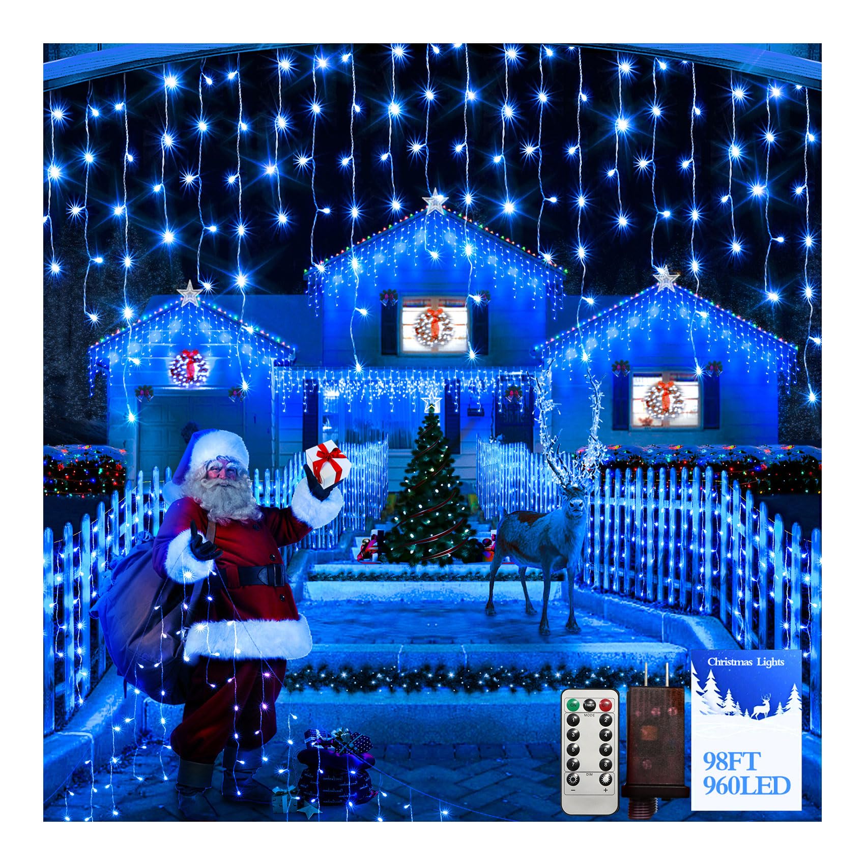FLVOECN 960 LED 98FT Christmas Lights Plug in 8 Modes with Timer