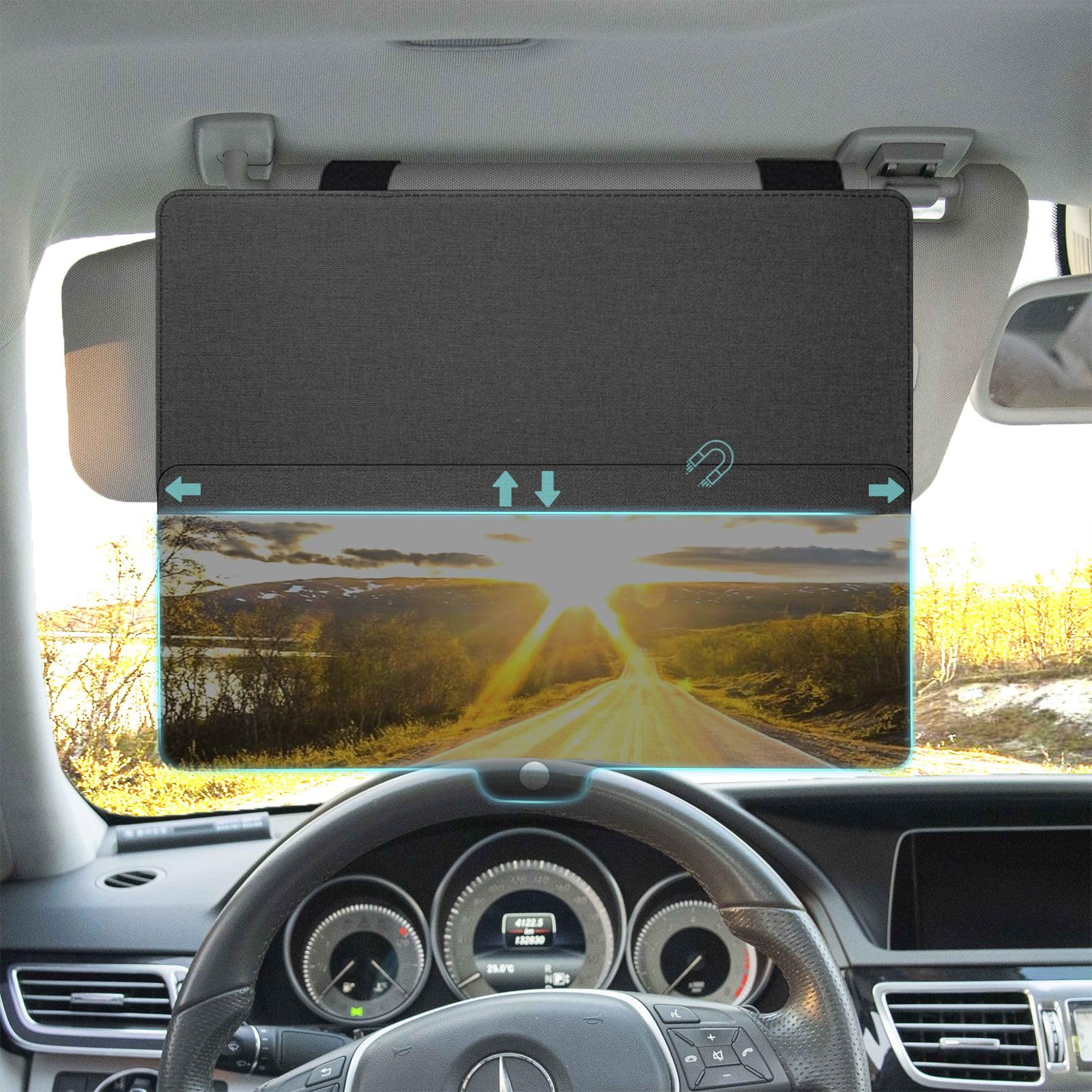 HSUYUN Extension Pare-Soleil Voiture - Anti-Éblouissement Jour Et Nuit - Protection UV Pour Tous Véhicules