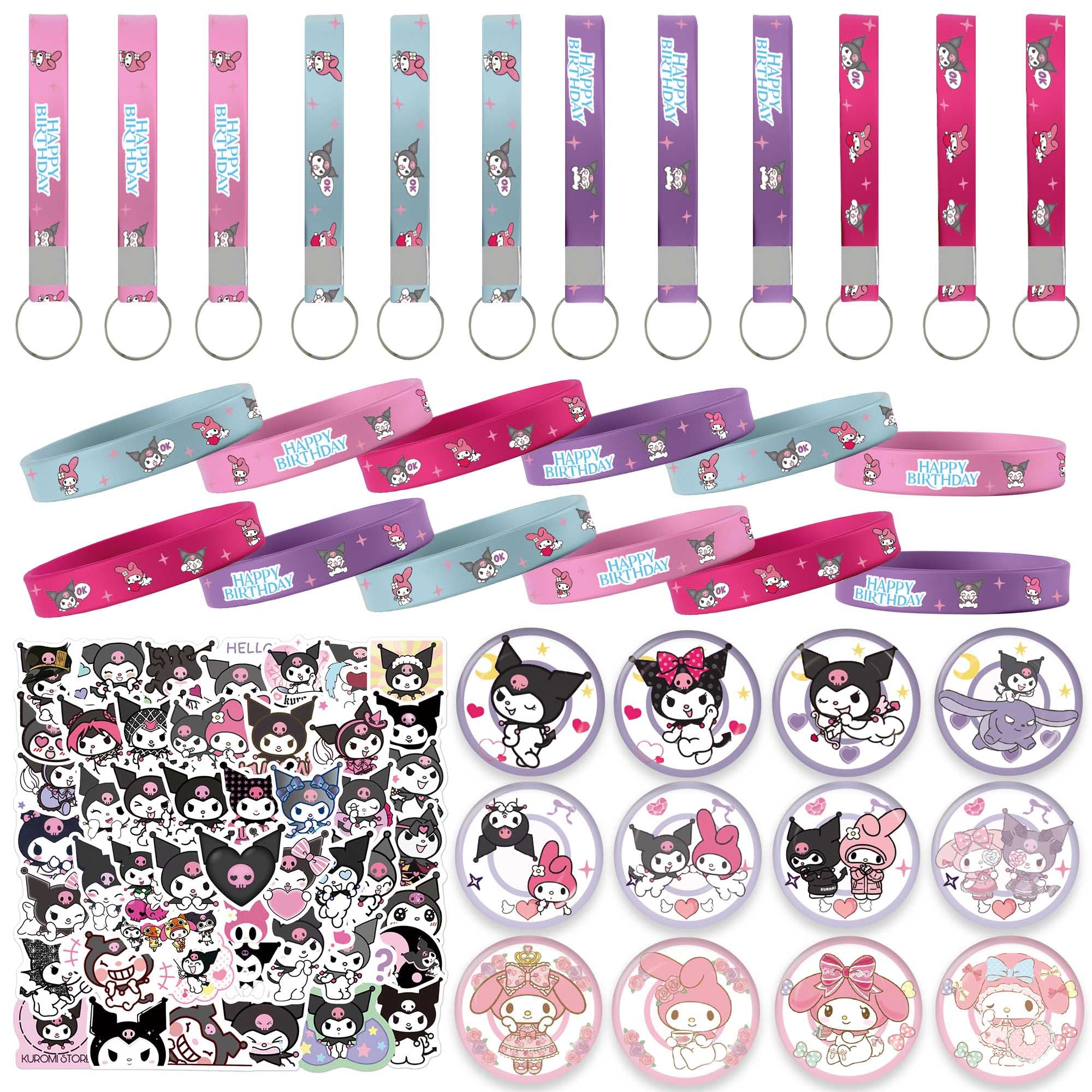 Signreen Kawaii Birthday Party Decorations, Kawaii Birthday Party Supplies Include 12 Key Chains, 12 Bracelets, 12 Button Pins, 50 Stickers, Kawaii