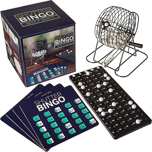 Royal Bingo Supplies Bingo Game Set for Adults, Seniors & Family - Bingo Balls with Cage and Bingo Cards with Sliding Windows - Shutter Card Roller Cage Set
