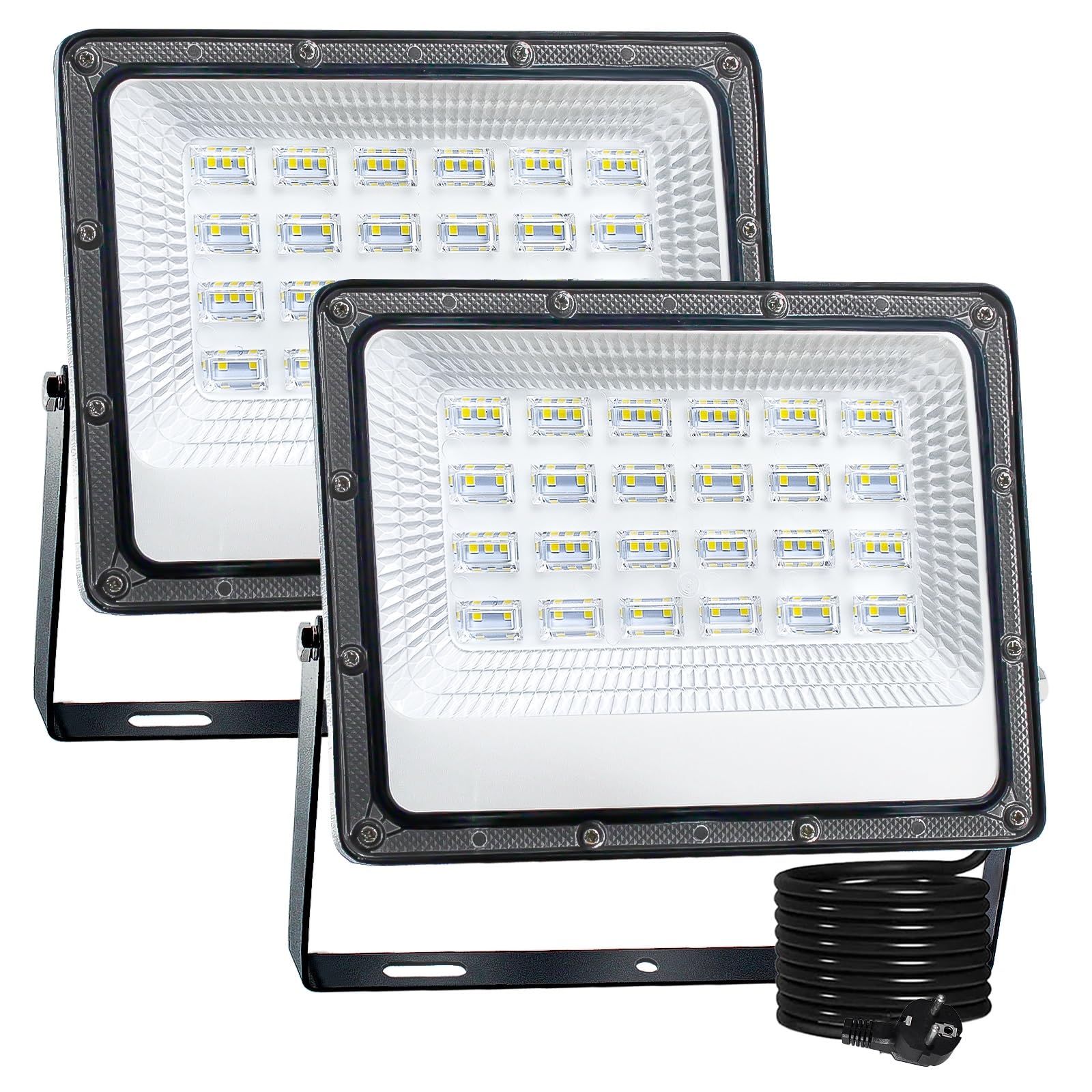 CREATESTAR Faretto Led da Esterno 50W 2 Pezzi, 5000LM Faretti Led Esterni 6500K luce bianca fredda, IP66 Impermeabile Faro Led Esterno per magazzino, garage, giardino, parcheggio, campo sportivo