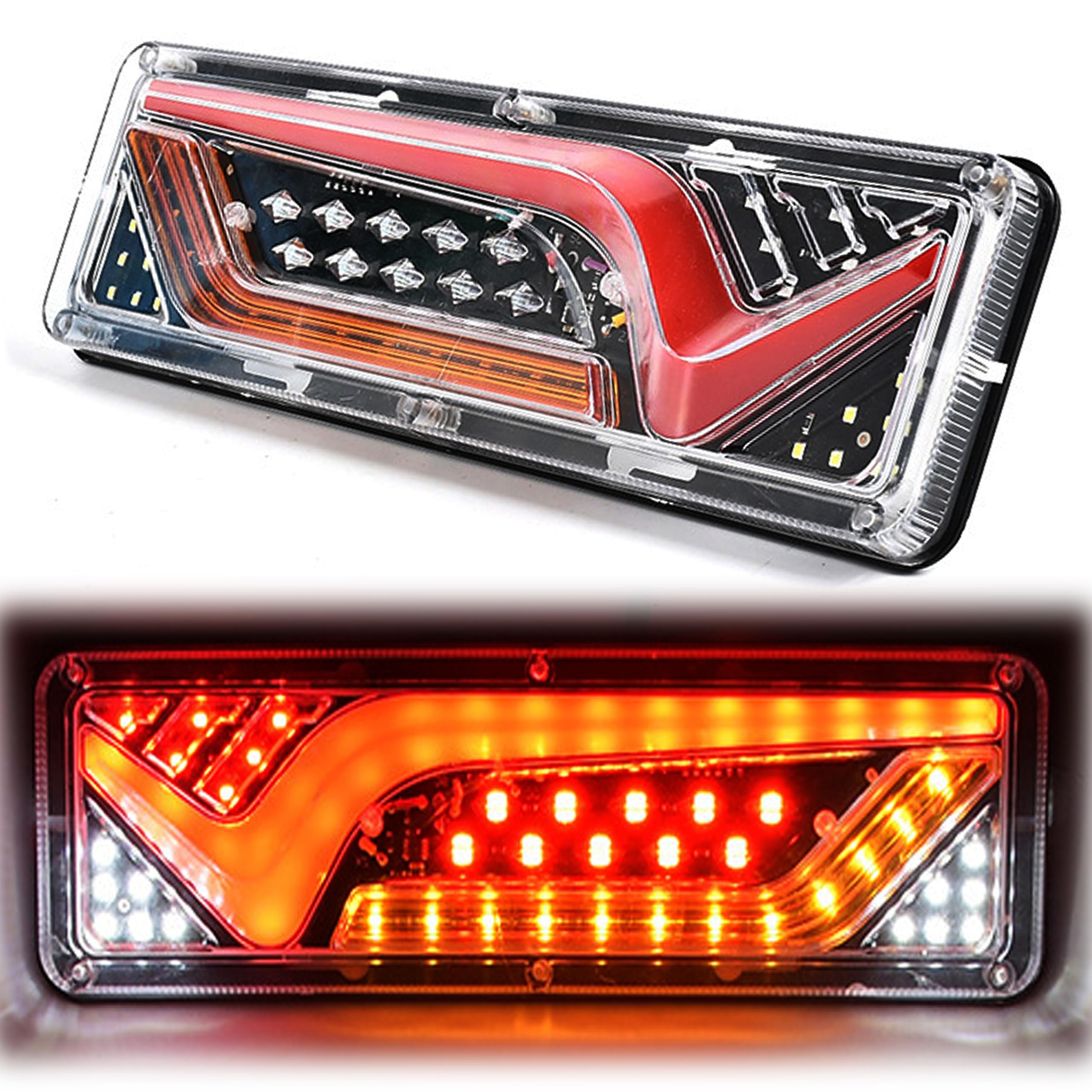 2PCS LED, provide awesome bright light. Universal waterproof trailer taillights, multi-purpose truck rear brake turn signals (24V) suitable for pickup trucks,Camper caravans and flatbed trailers.