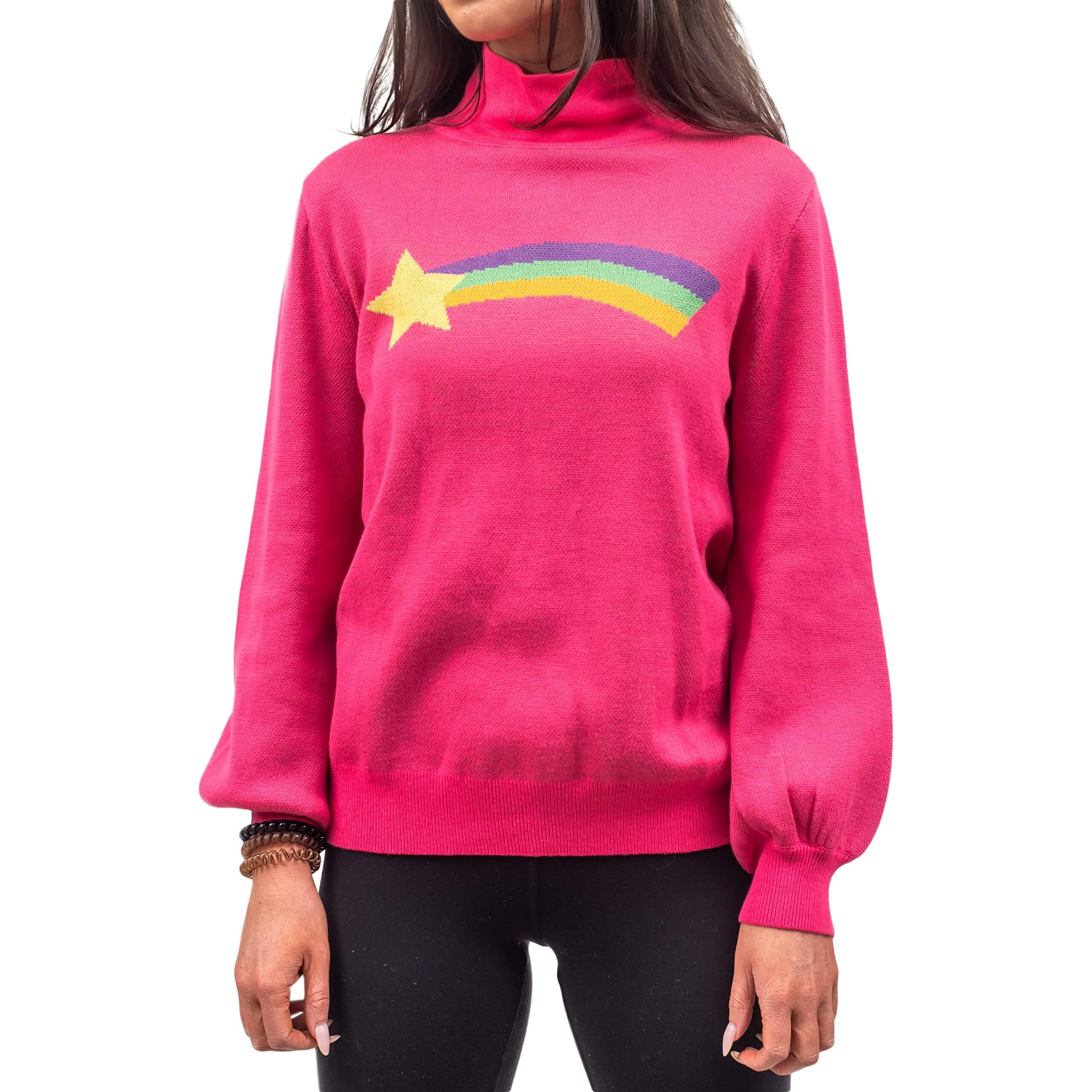 Costume Agent Women's Pink Rainbow Star Pines Cartoon Cosplay Sweater, Full Knitted Halloween Costume, Xxl