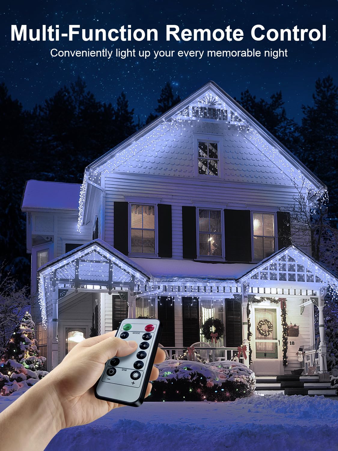 ARKOCHIC 10M Luci Natale Esterno Cascata, 400 LED Tenda Luminosa Bianco Caldo, Luci Natalizie da Esterno con Telecomando, 8 Modalità, Luci Decorazione Natale per Feste, Finestra, Balcone