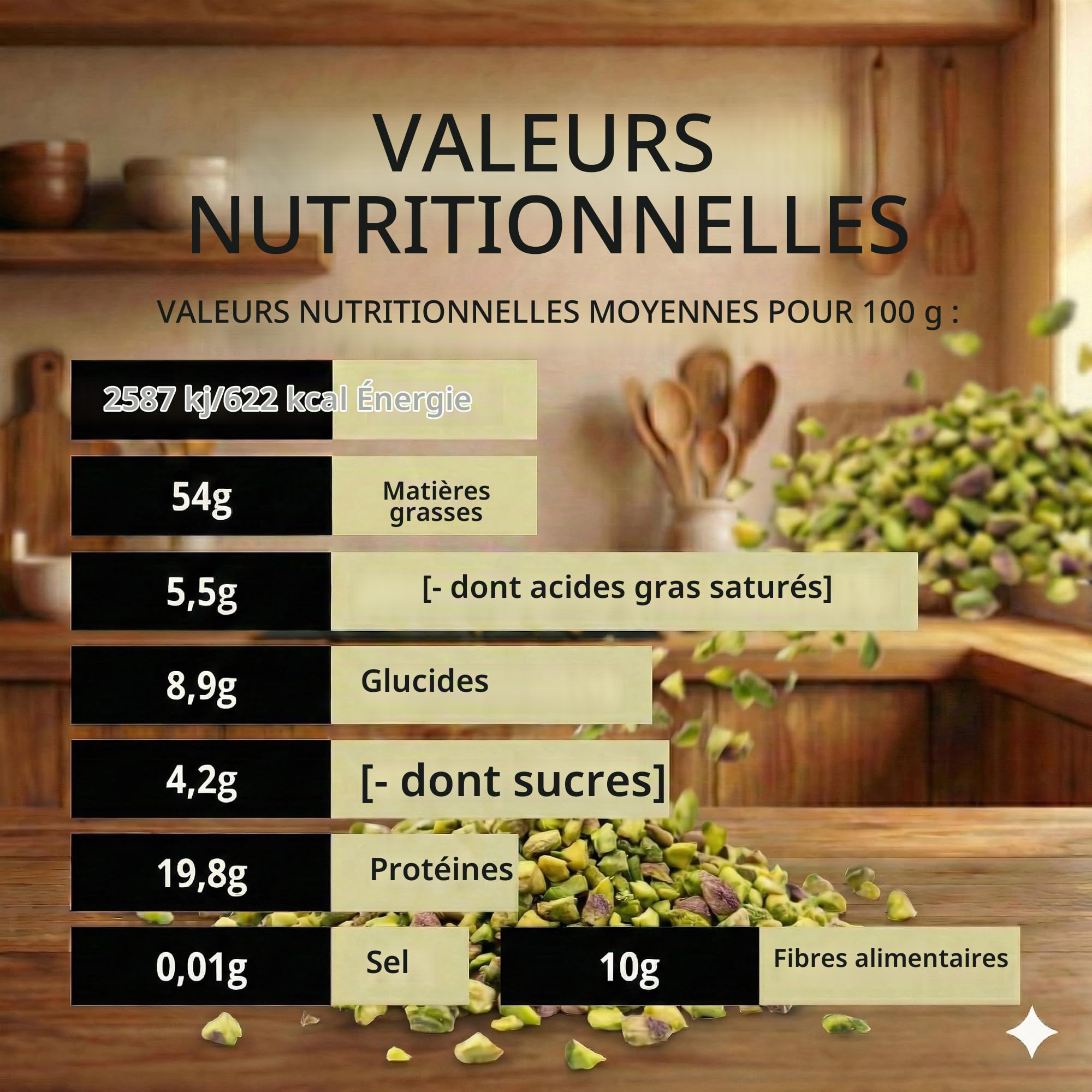 SIVIFOOD pistaches hachées grossièrement dans un paquet économique de 1kg - pistaches hachées pour la cuisson en vrac dans une qualité supérieure verte naturelle non salée non traitée végétalienne