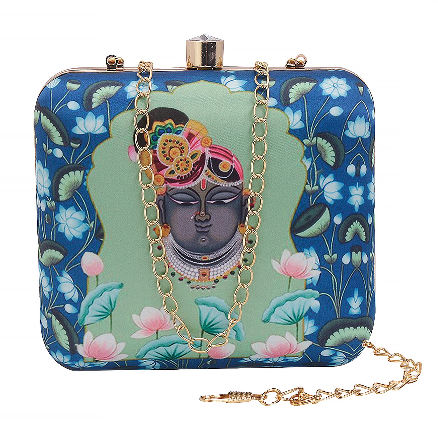Blue Printed box clutch II Women's Traditional Designer Clutch For Women & Girls II PRINTED CLUTCHES-image-43