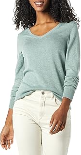 Jersey Ligero de Manga Larga con Cuello en V y Corte Estándar (Disponible en Tallas Grandes) Mujer