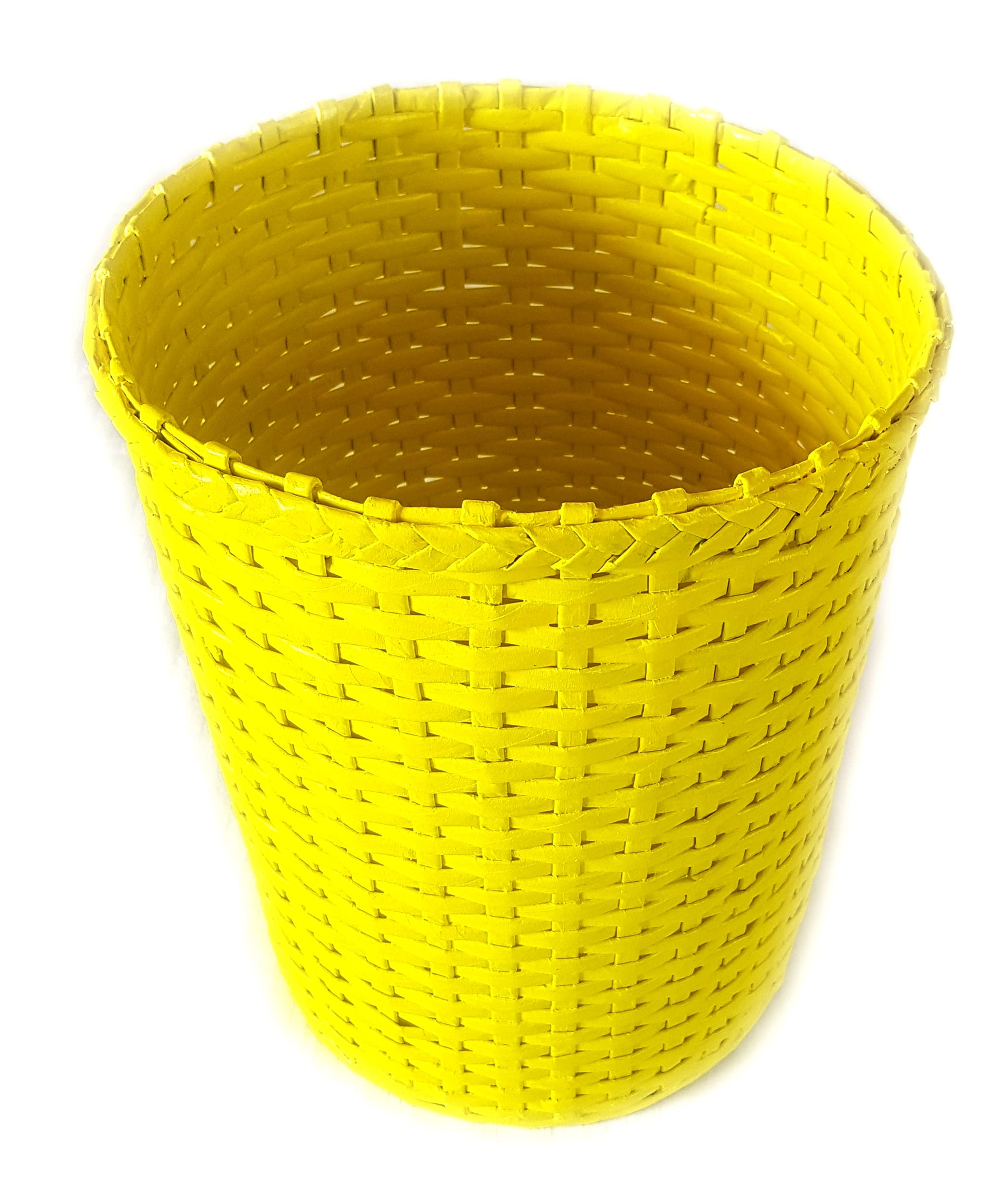 Sonas Creation Paperus, Yellow, Open-top Dustbin, Waste Basket, Paper Bin, Trash Can, Storage Basket, Standard Size 10 Liter, 11 inch Tall, Eco-Friendly, Handmade, of Paper Ropes-image-24