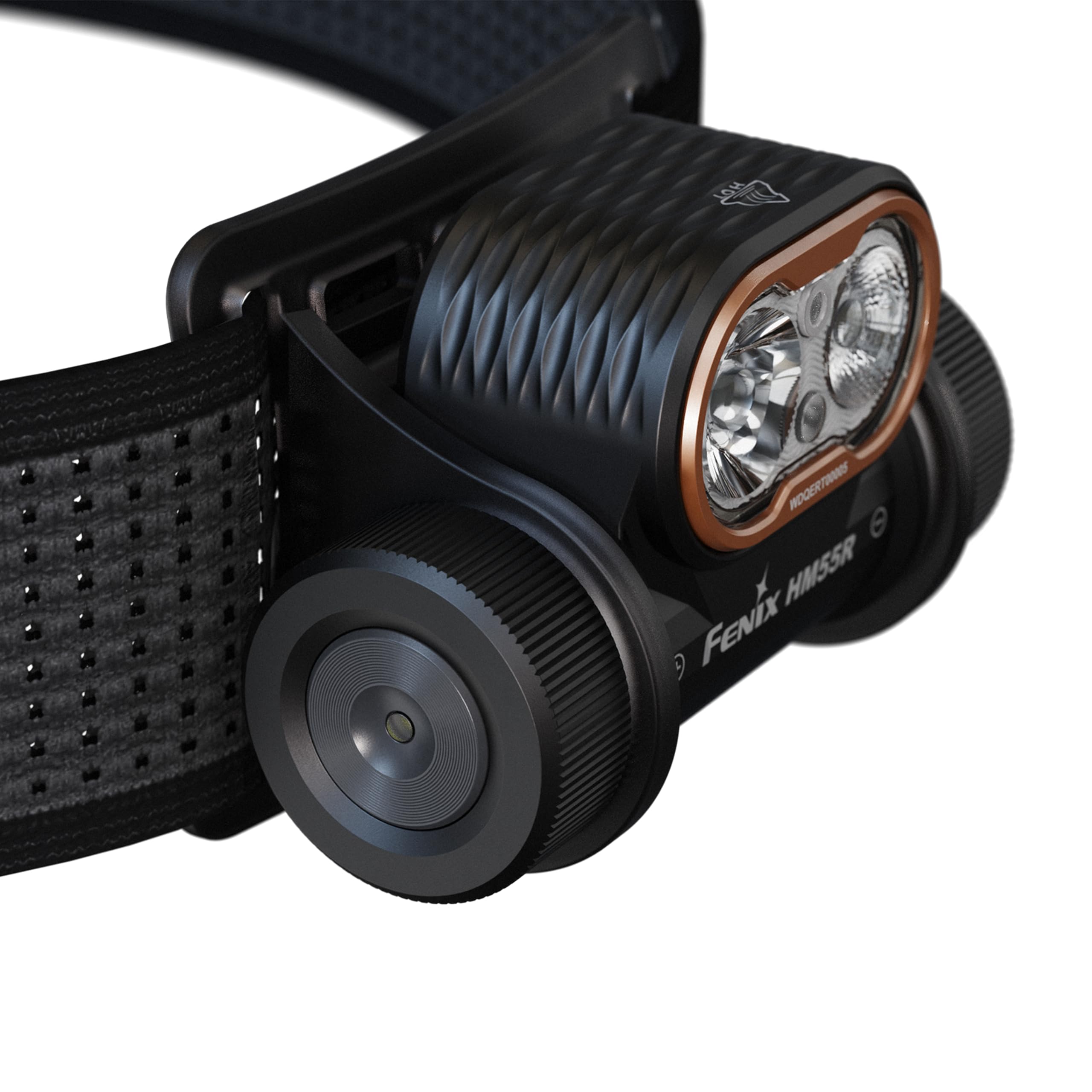 Fenix HM55R schwarze wiederaufladbare kompakte Outdoor-Stirnlampe | 1200 Lumen | 175 m | max. 141+ Stunden | weißer Spot und Flutlicht | 5 lm roter Strahl | Ein-Knopf-Bedienung | IP68
