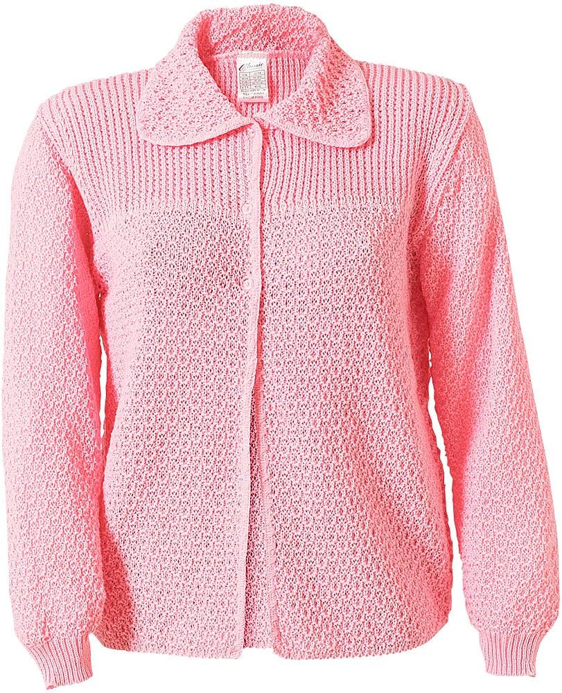Caressa Ladies Knitted Acrylic Button Fastening Collared Bed Jacket