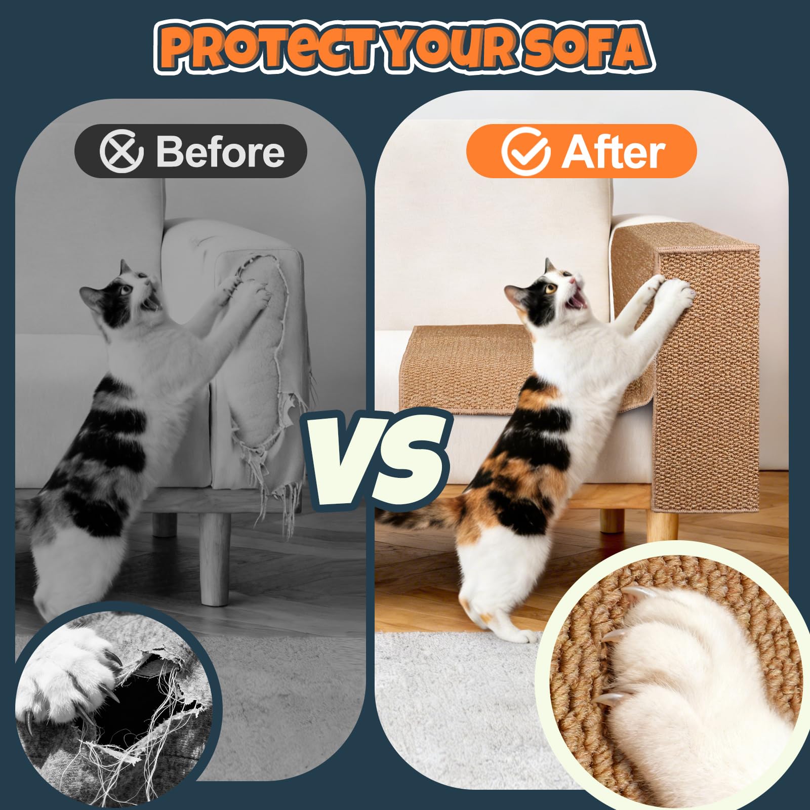Protezione tiragraffi per divano – Protezione per angoli e braccioli per gatti, protezione da artigli di gatto
