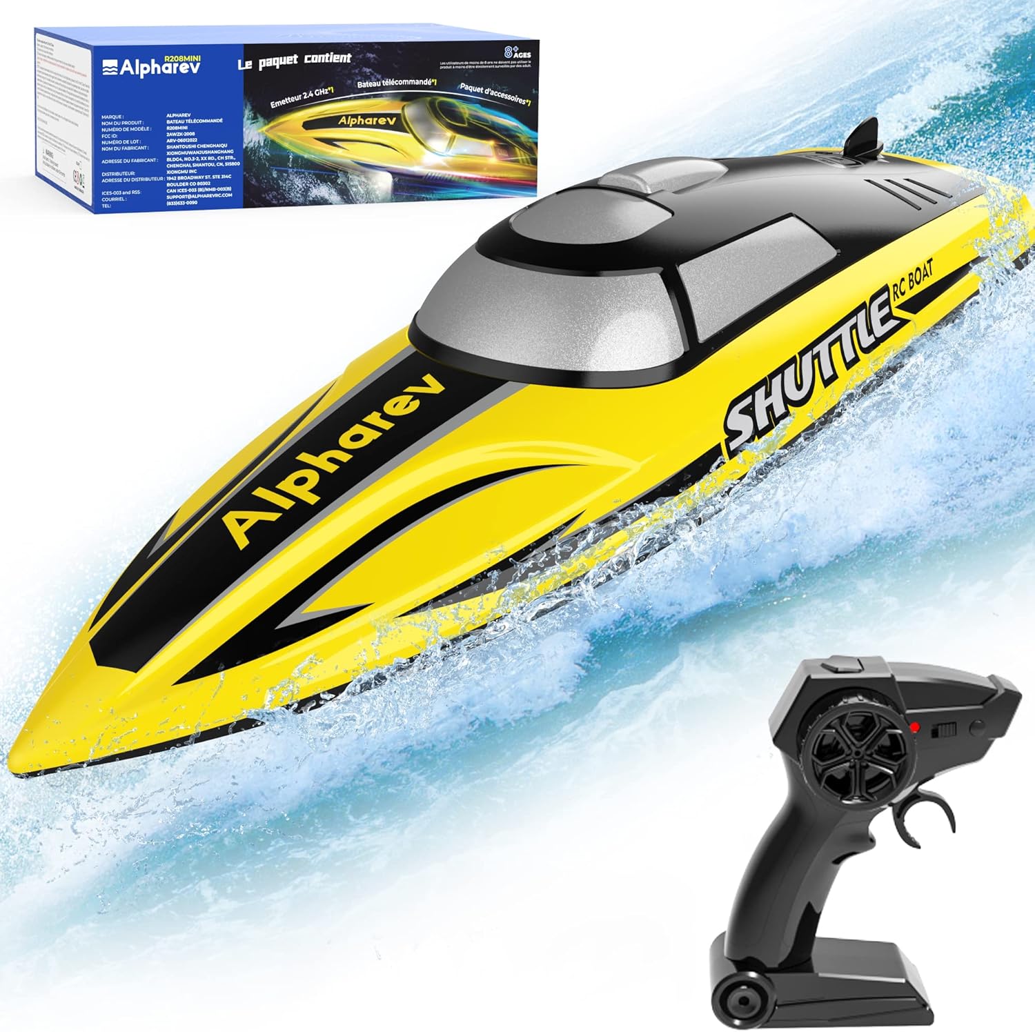 ALPHAREV RC Boats for Kids R208MINI Double Motor Remote