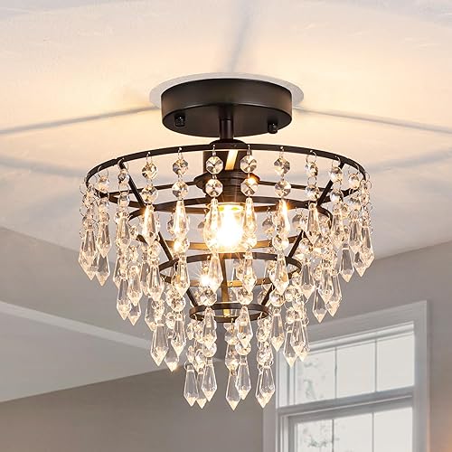 Candelabro pequeño moderno de cristal para techo, 4 niveles, K9, cristal para comedor, 11.4 x 9.8 pulgadas de alto, montaje empotrado, lámpara de disponible en Yaxa Venezuela